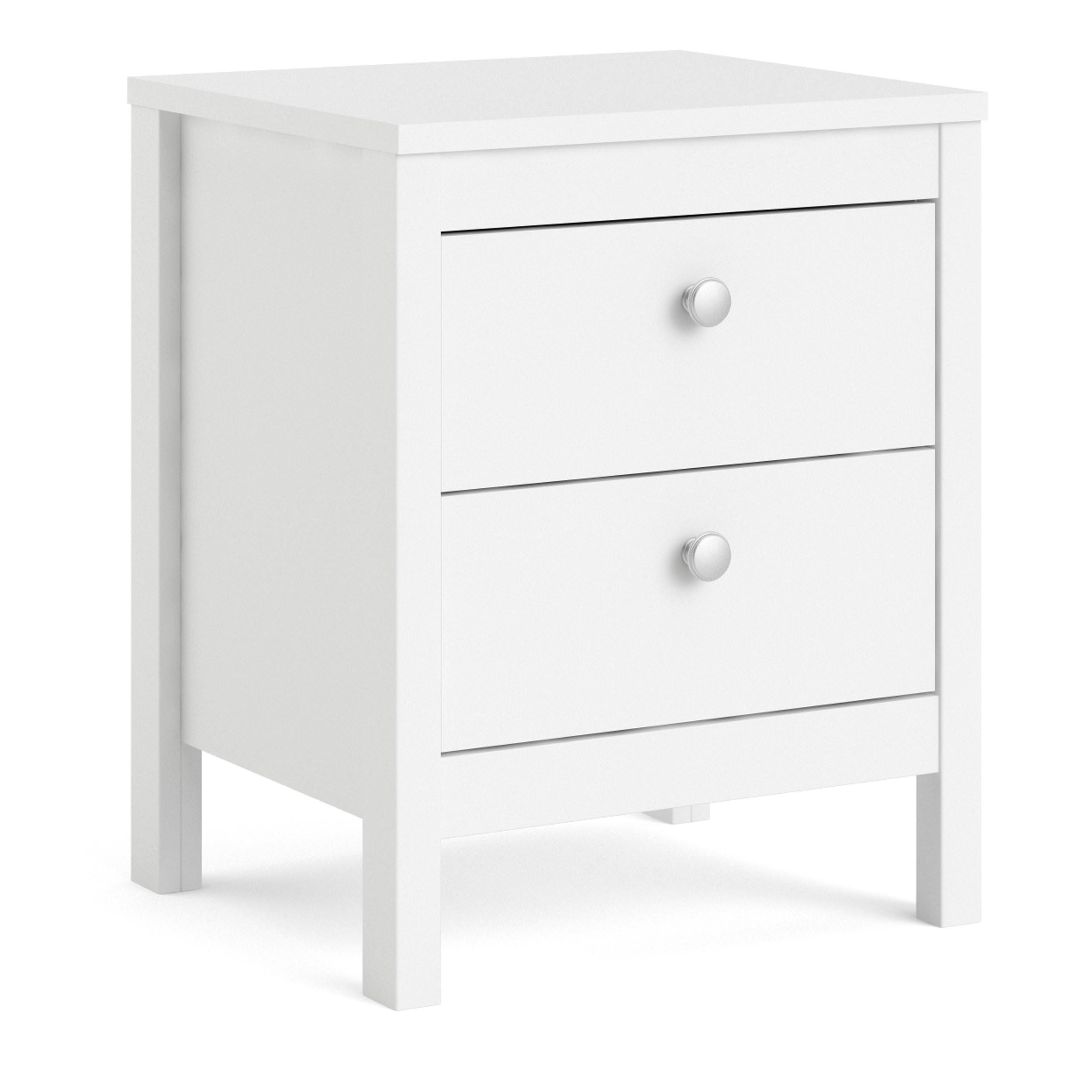 Madrid 2 Drawer Nightstand, White, large