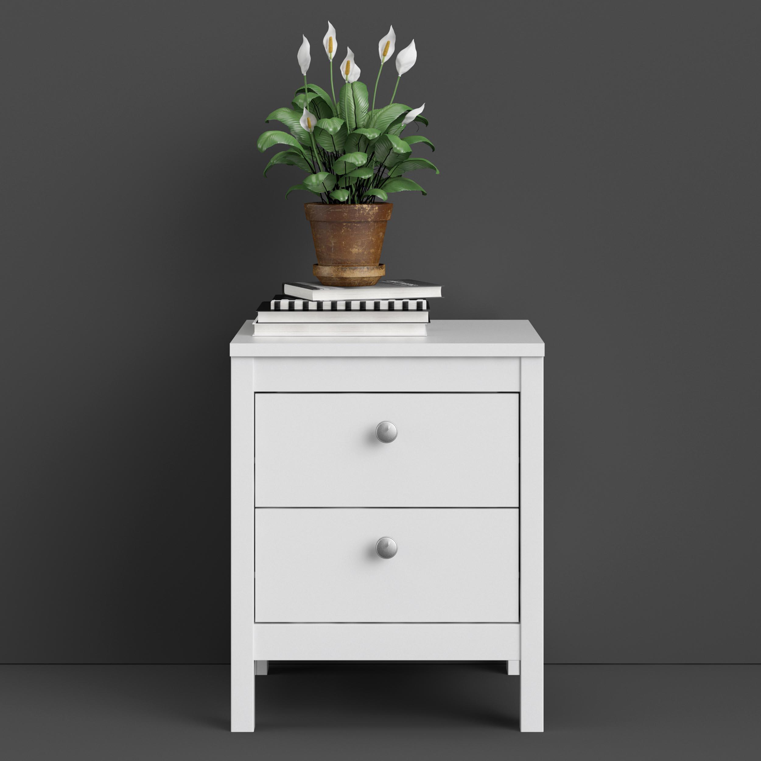 Madrid 2 Drawer Nightstand, White, large