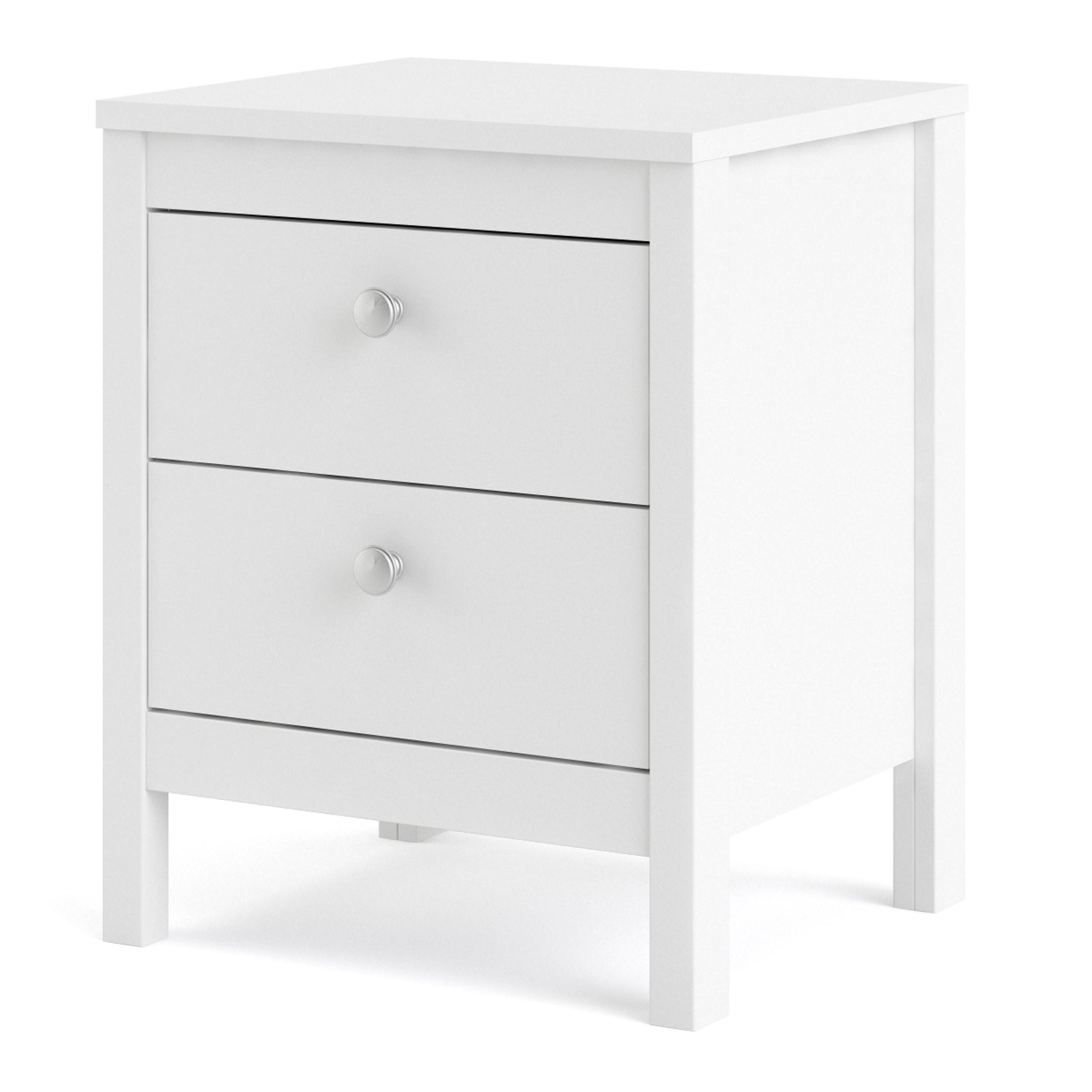 Madrid 2 Drawer Nightstand, White, large