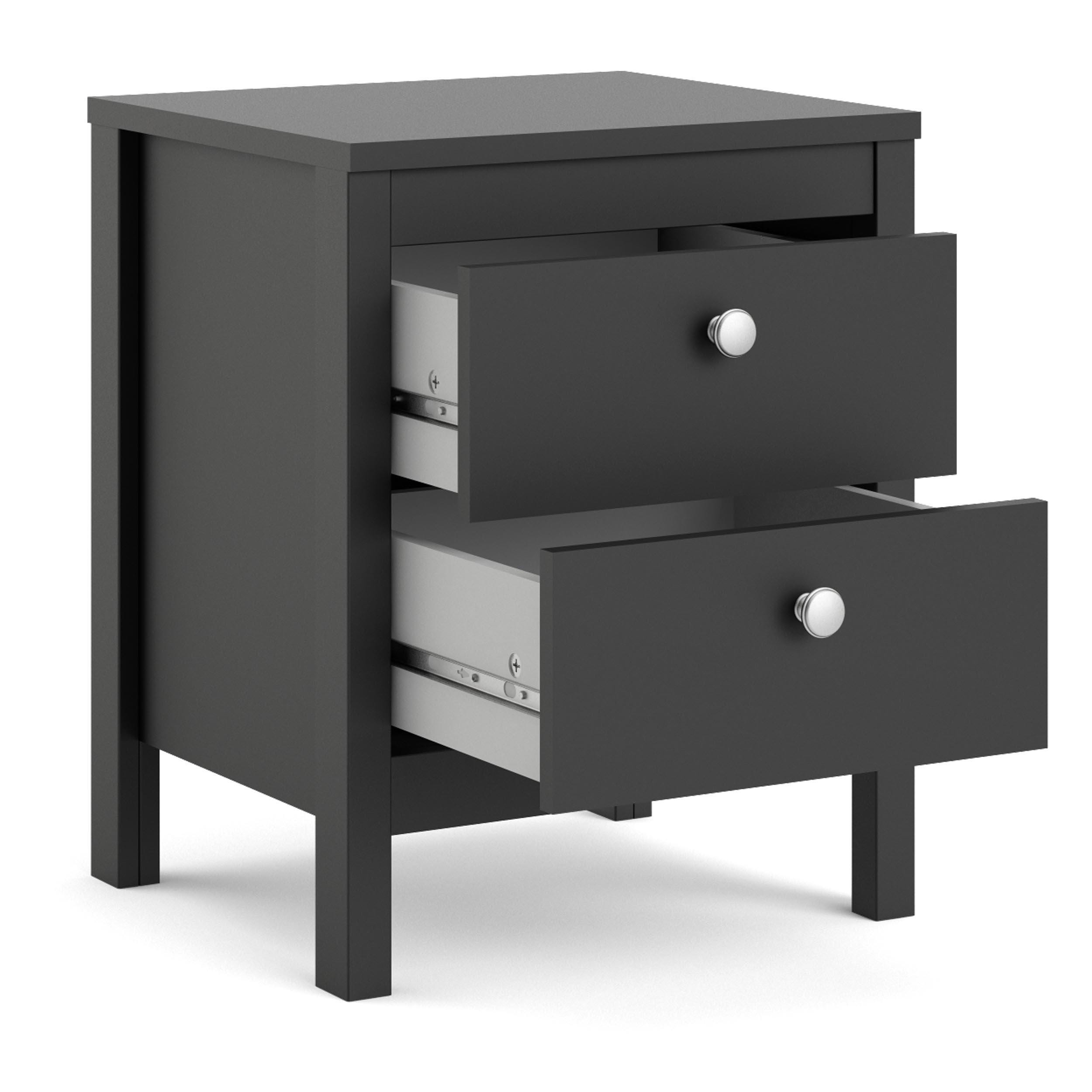 Madrid 2 Drawer Nightstand, Black, large
