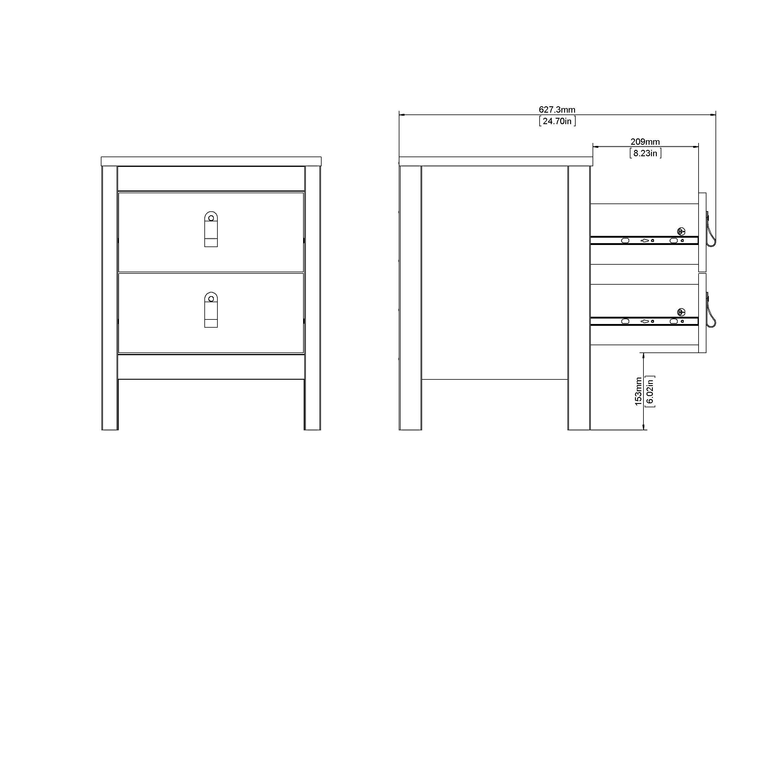 Madrid 2 Drawer Nightstand, Black, large