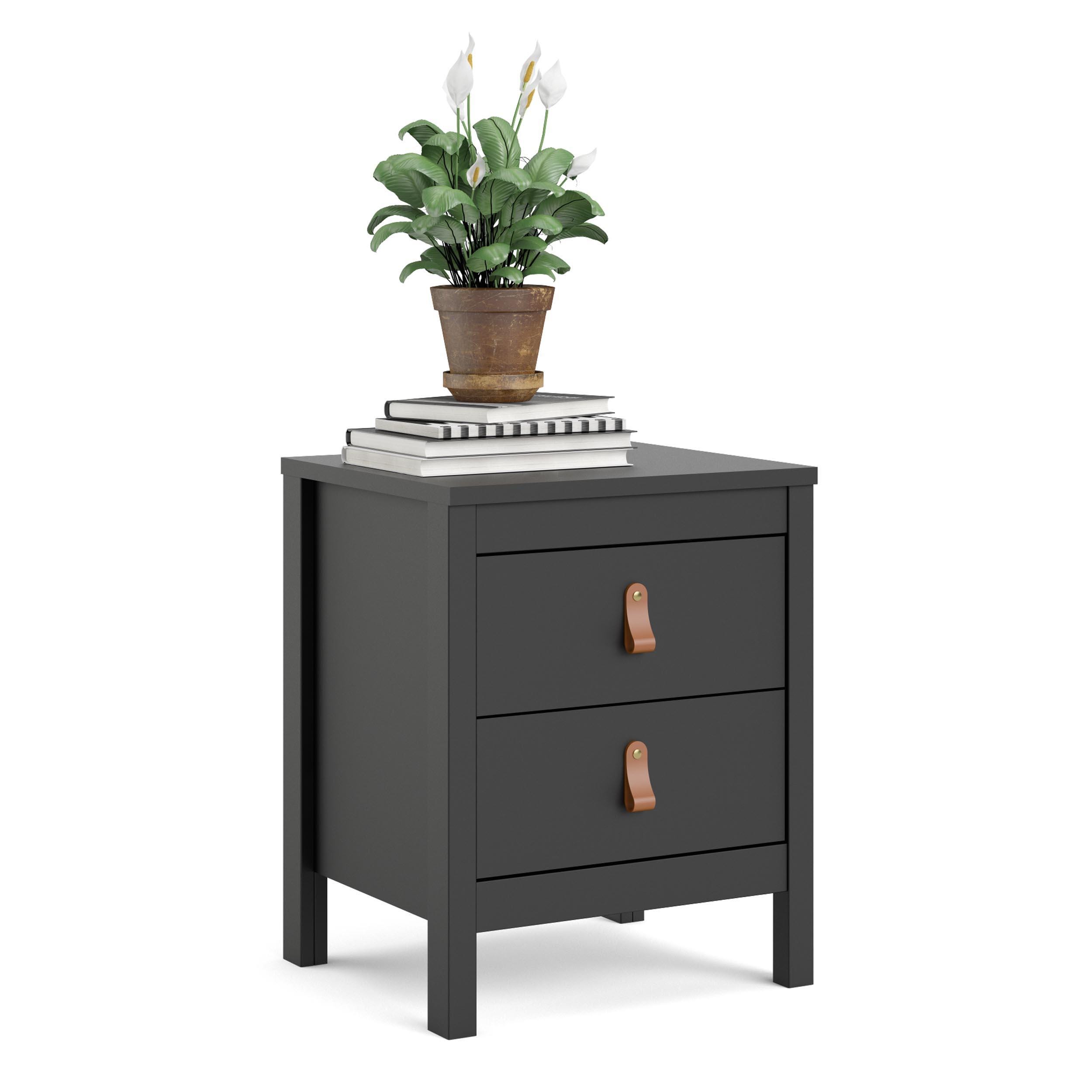 Madrid 2 Drawer Nightstand, Black, large