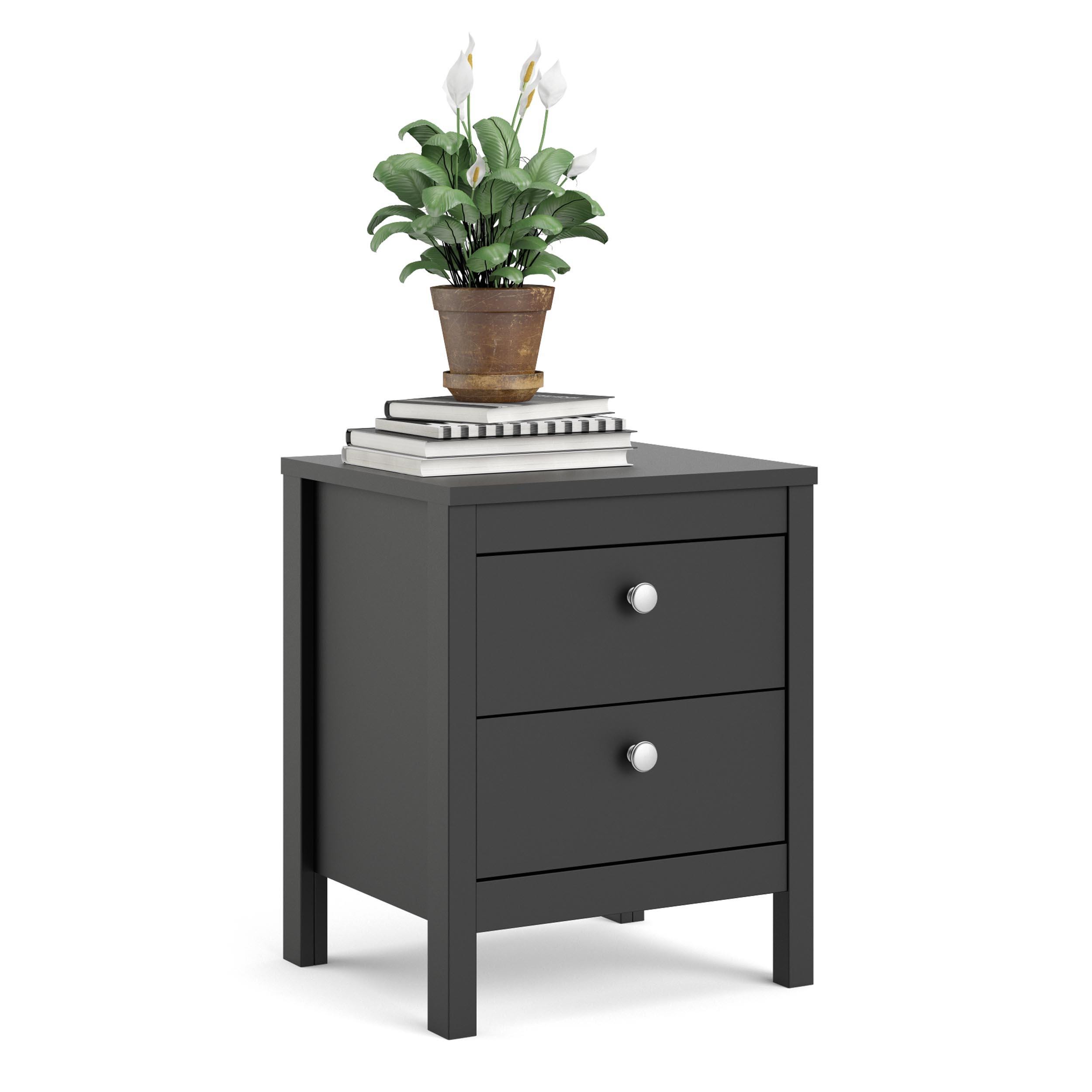 Madrid 2 Drawer Nightstand, Black, large