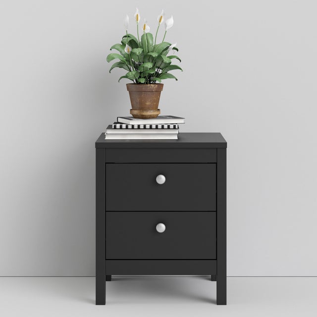 Madrid 2 Drawer Nightstand, Black