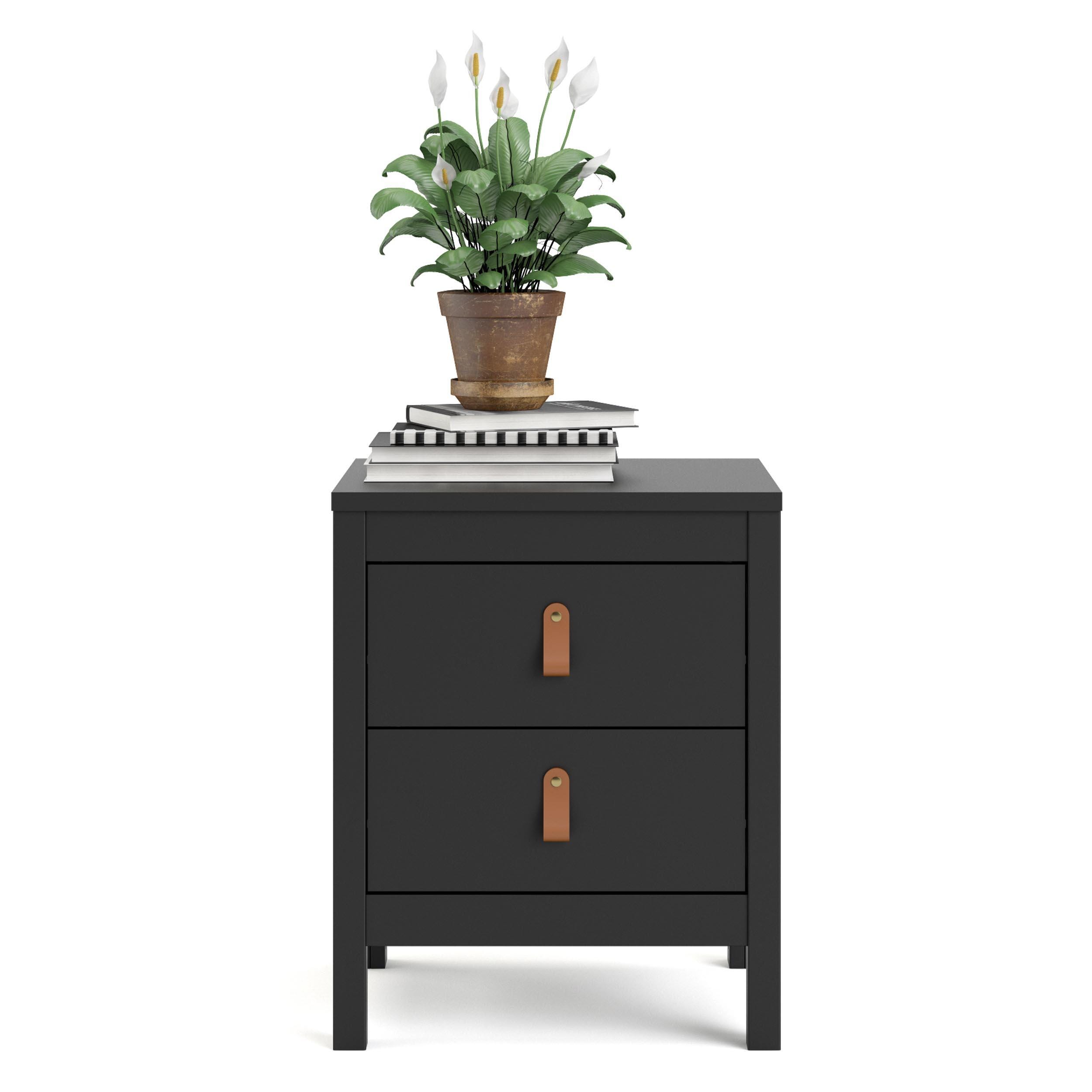 Madrid 2 Drawer Nightstand, Black, large
