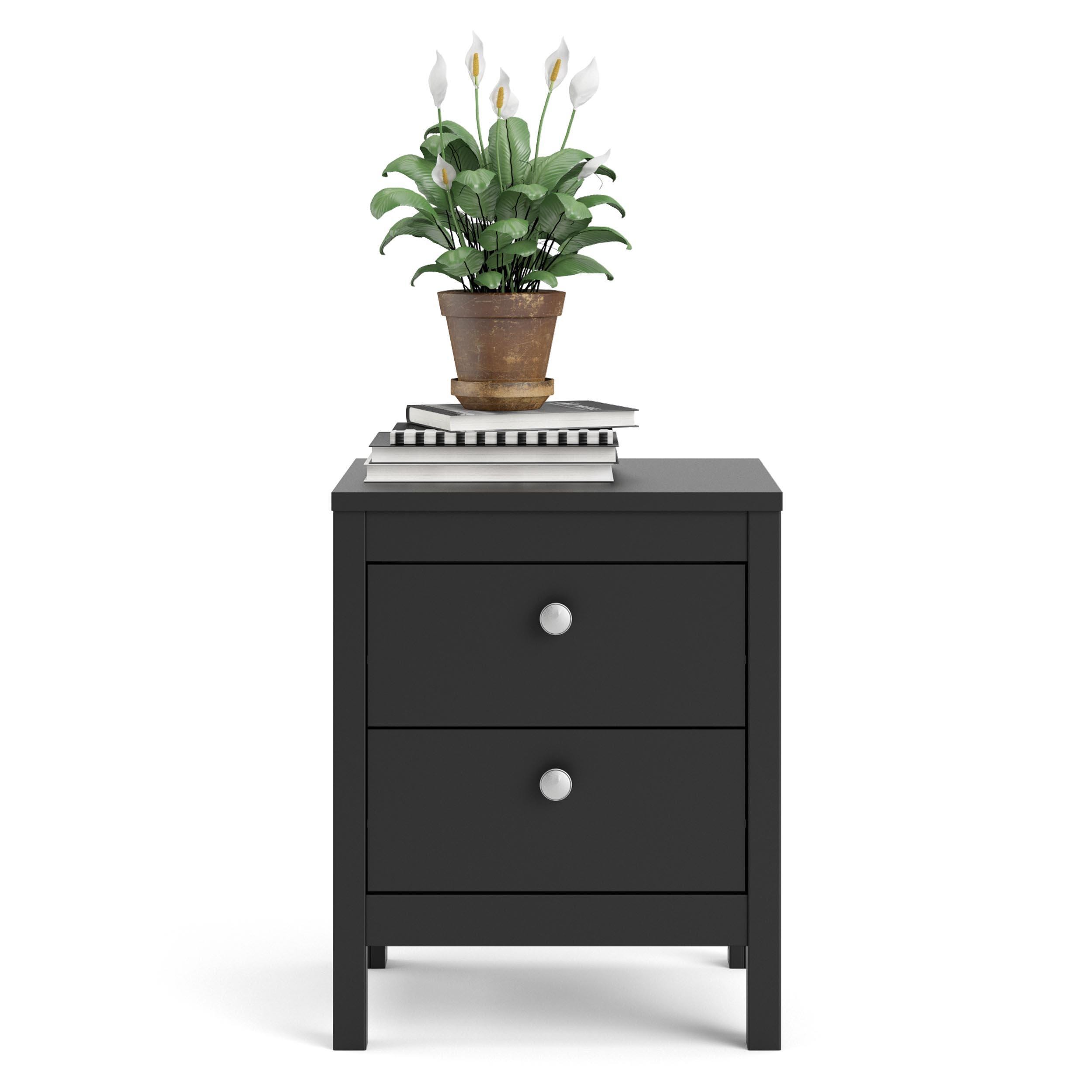 Madrid 2 Drawer Nightstand, Black, large
