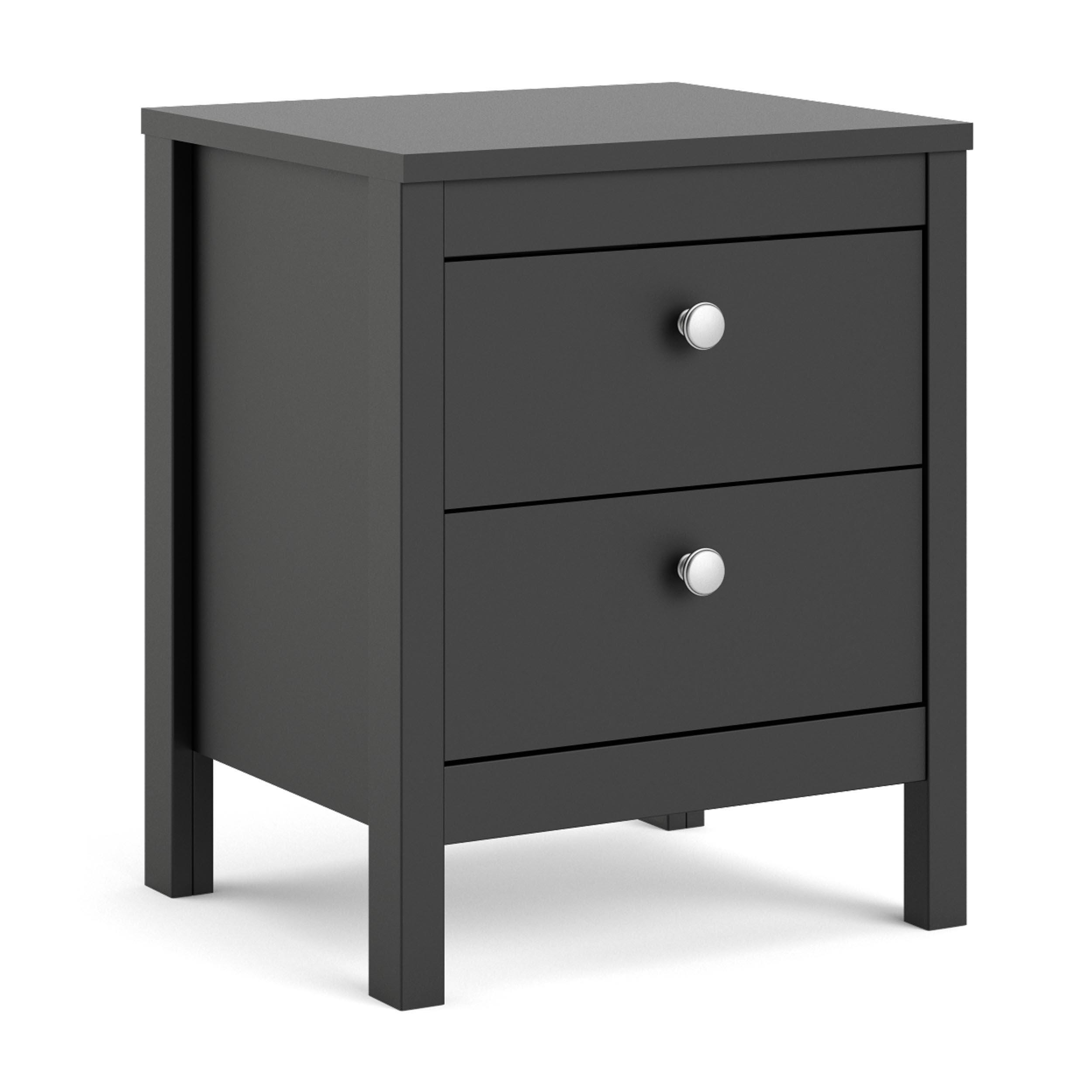 Madrid 2 Drawer Nightstand, Black, large