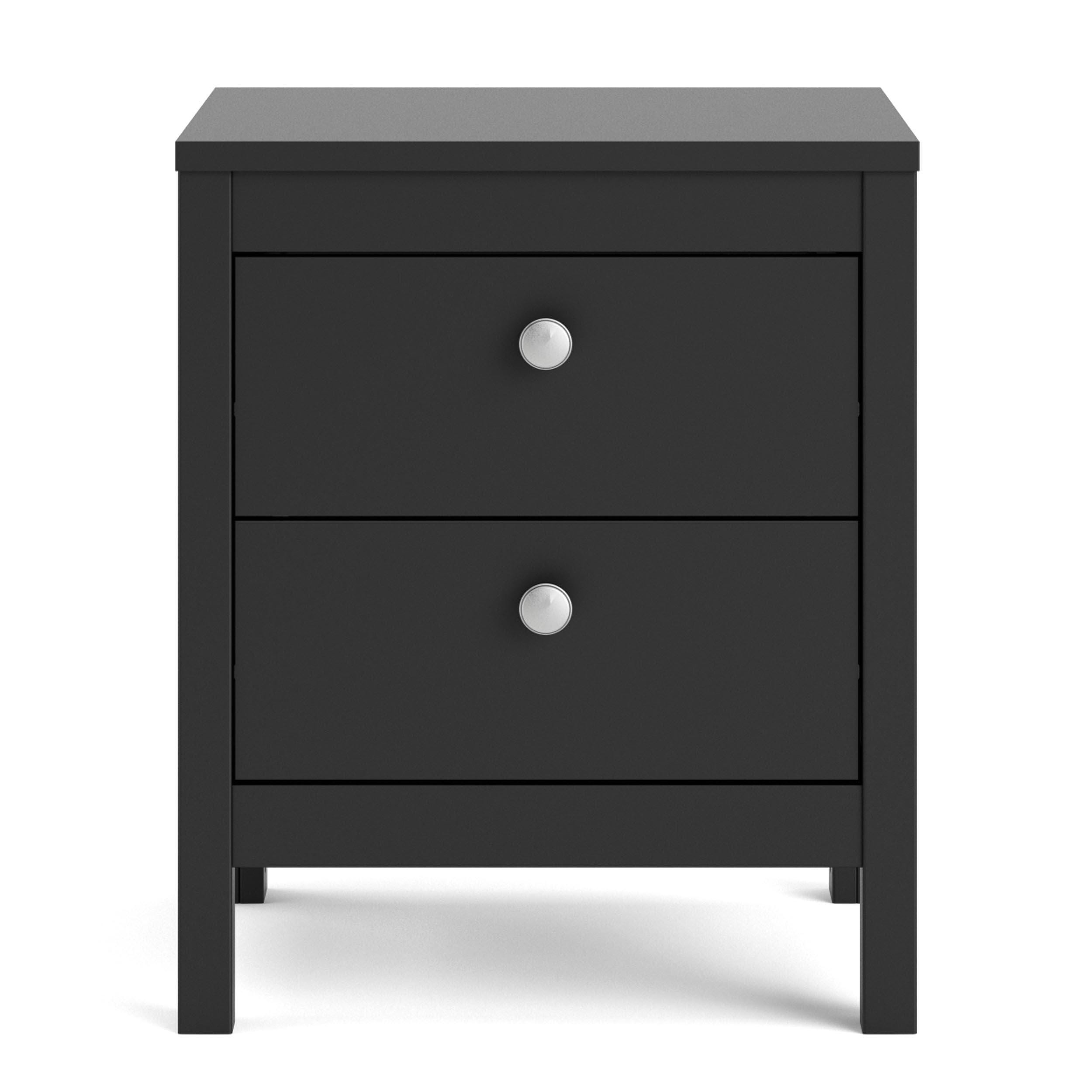Madrid 2 Drawer Nightstand, Black, large
