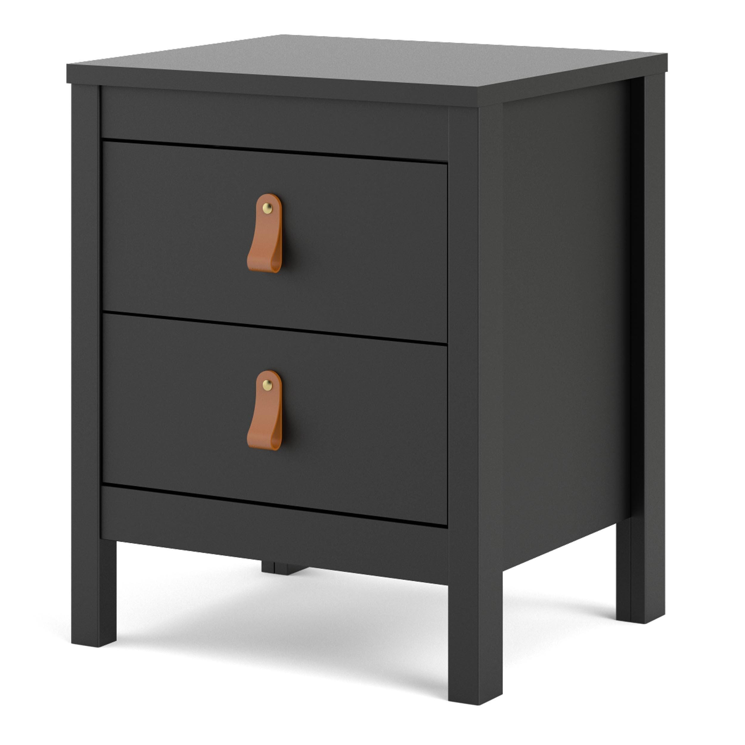 Madrid 2 Drawer Nightstand, Black, large