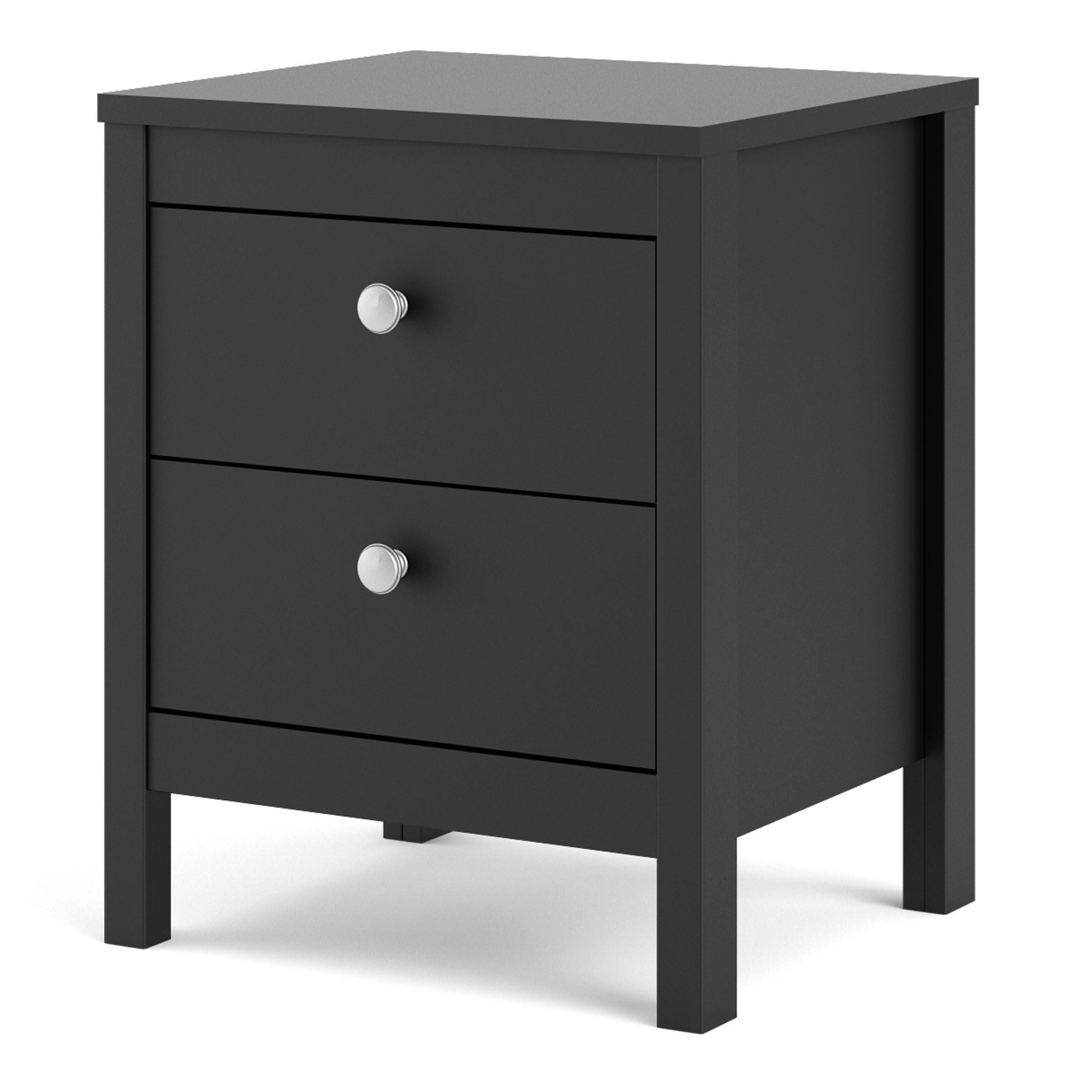 Madrid 2 Drawer Nightstand, Black, large