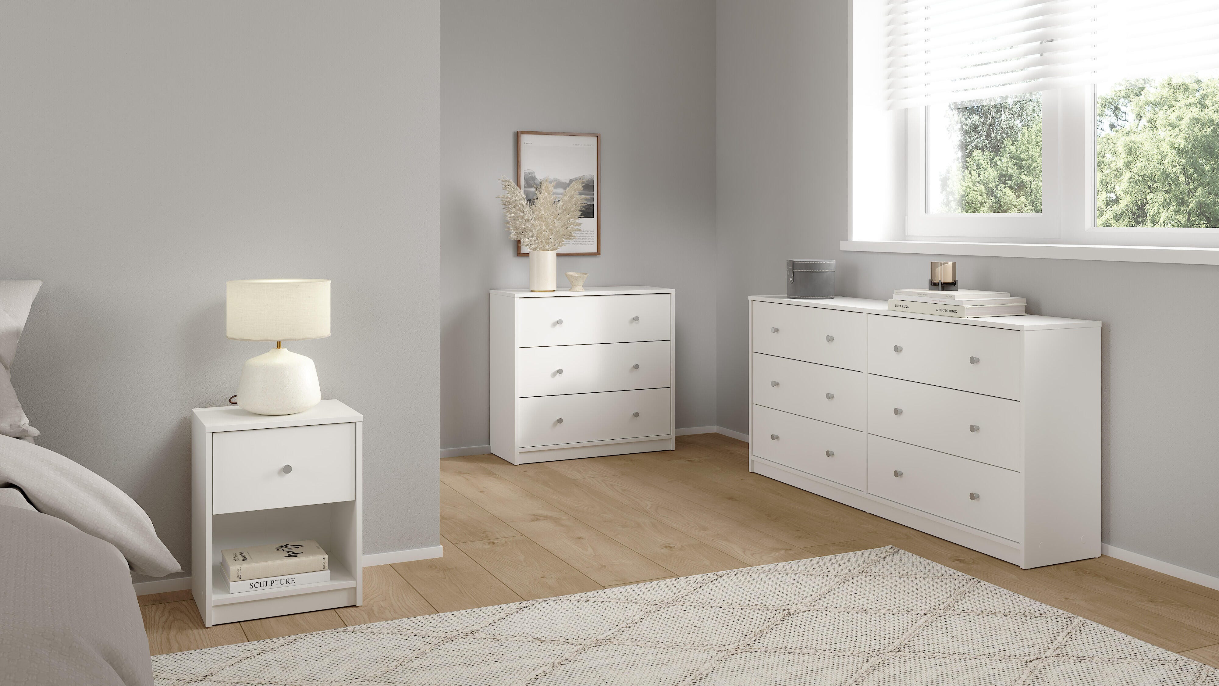 Tvilum Portland 3 Drawer Chest of Drawers, White, large