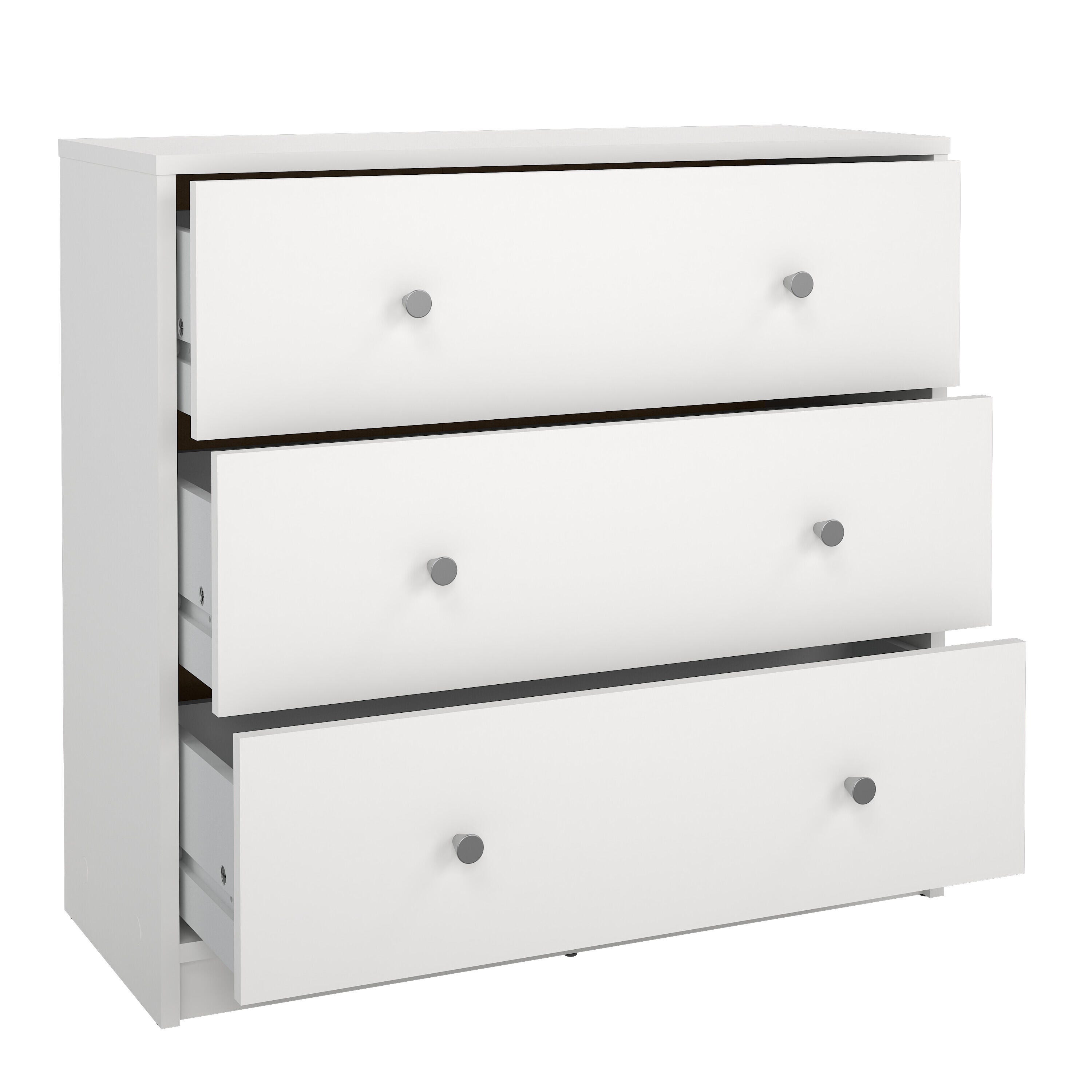 Tvilum Portland 3 Drawer Chest of Drawers, White, large