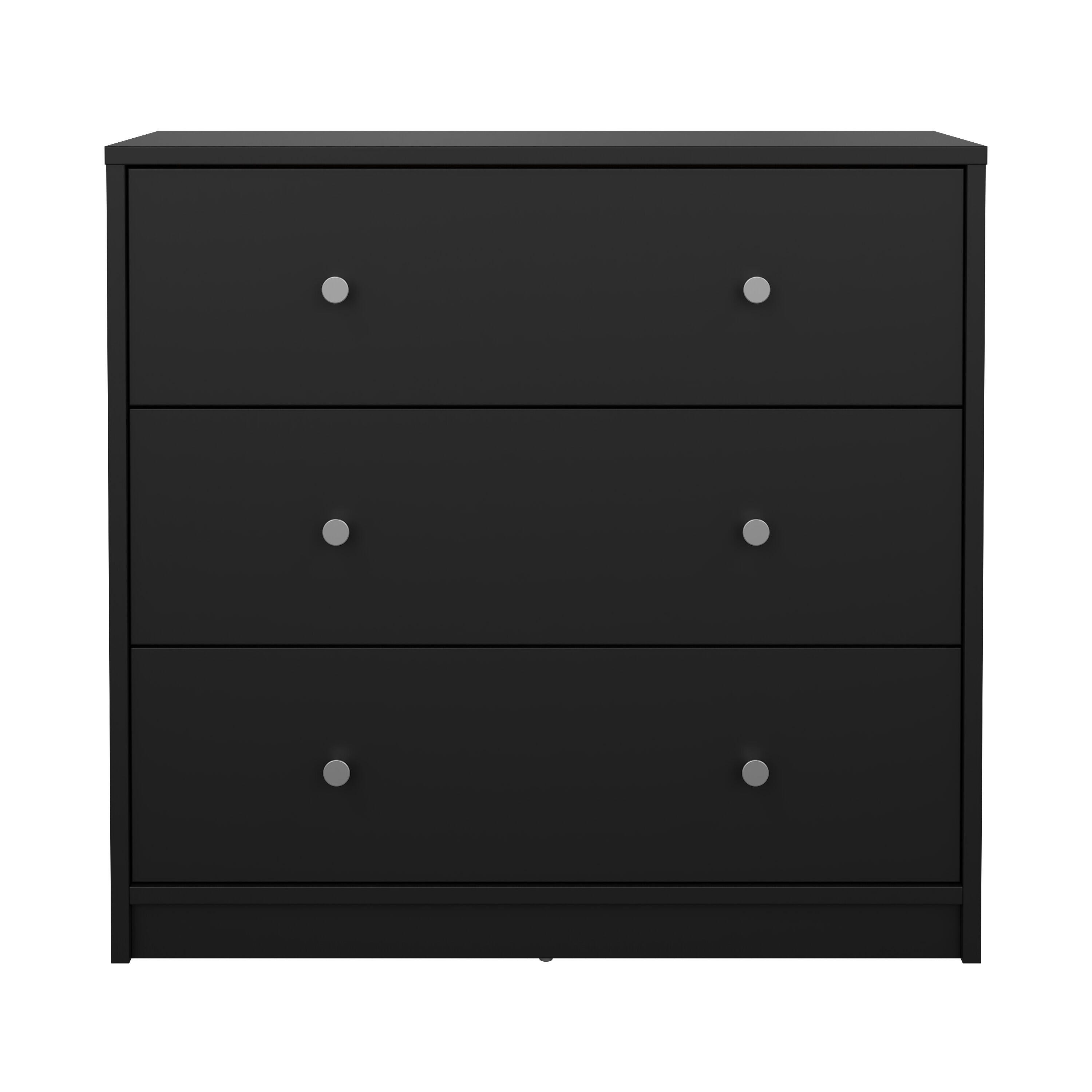 Tvilum Portland 3 Drawer Chest of Drawers, Black, large
