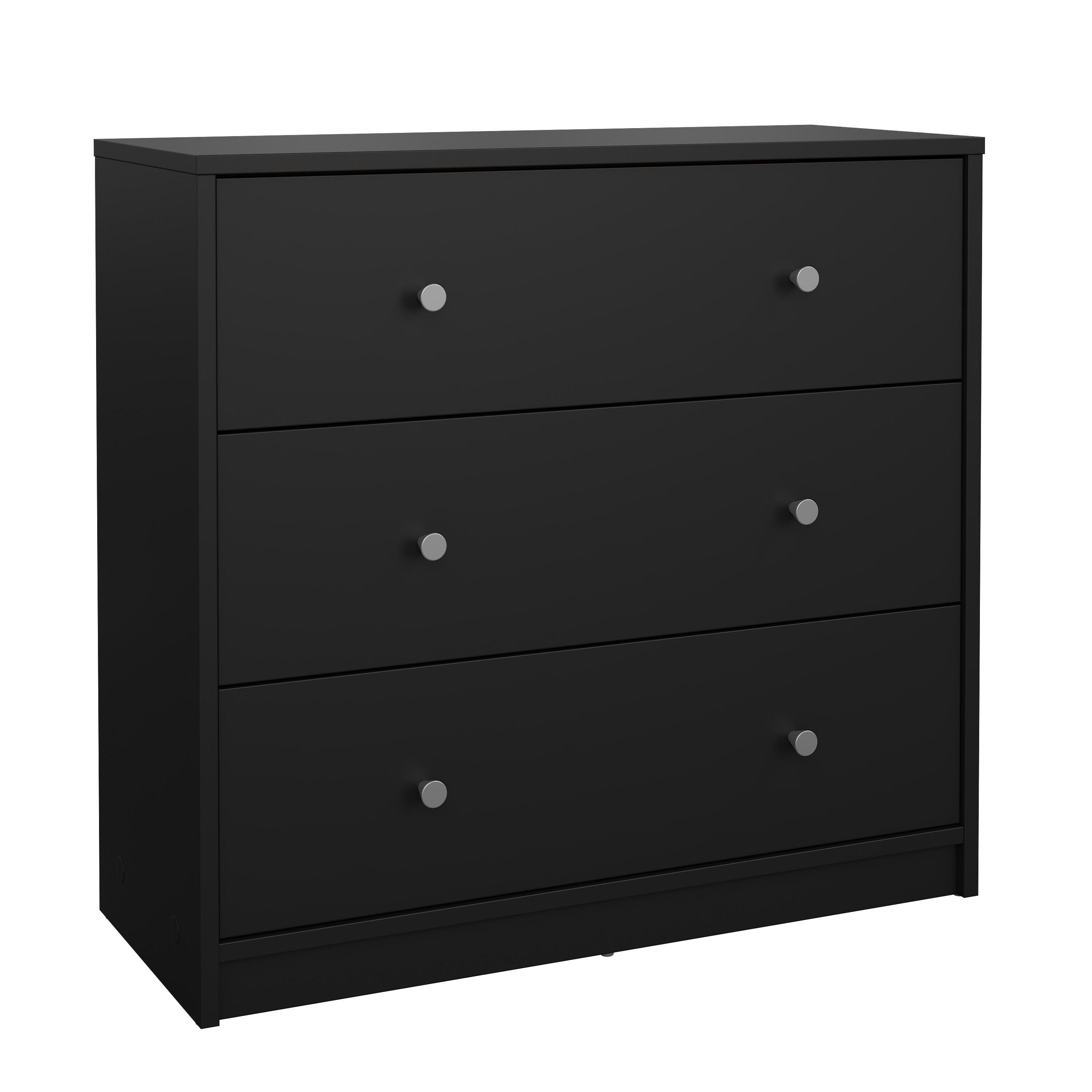 Tvilum Portland 3 Drawer Chest of Drawers, Black, large