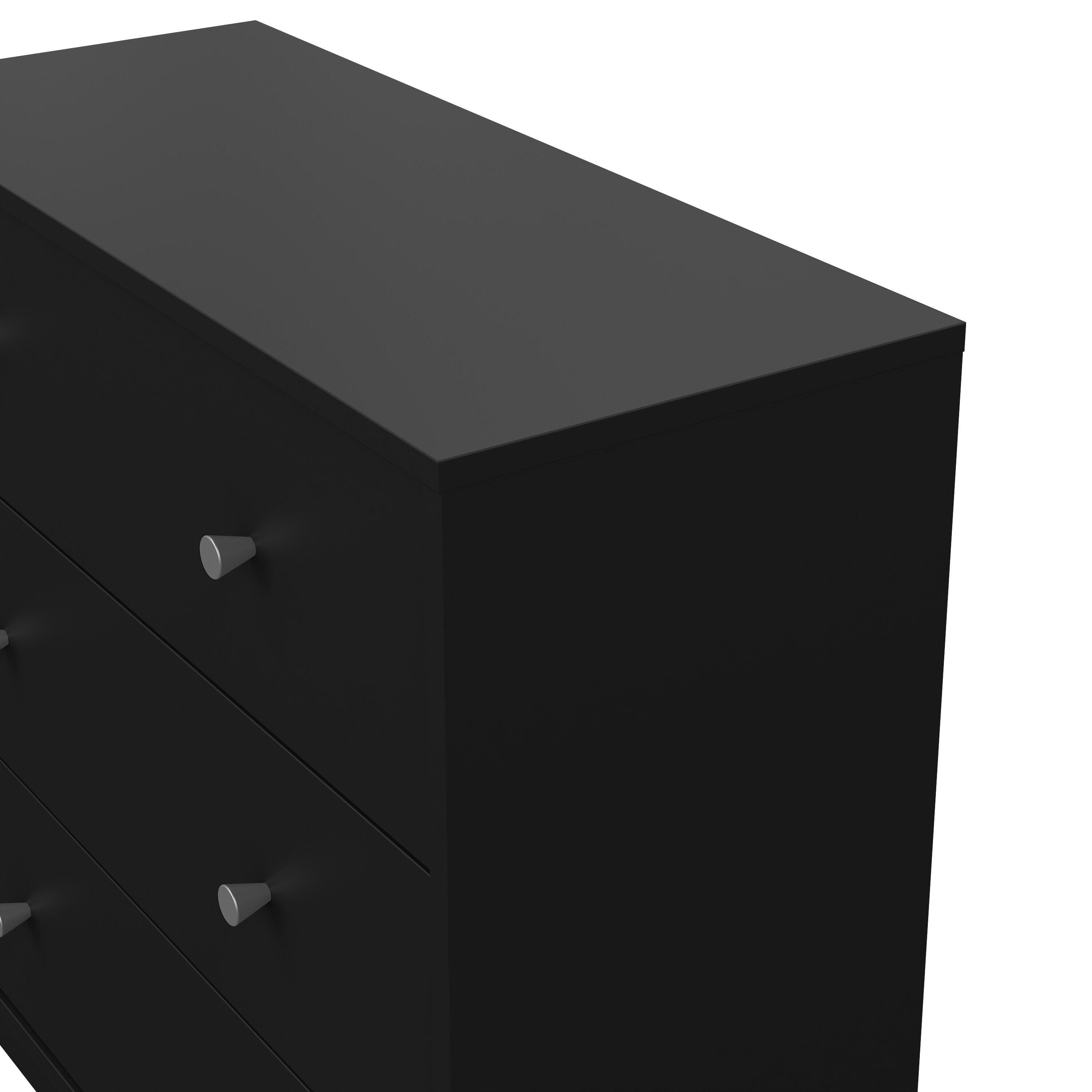 Tvilum Portland 3 Drawer Chest of Drawers, Black, large