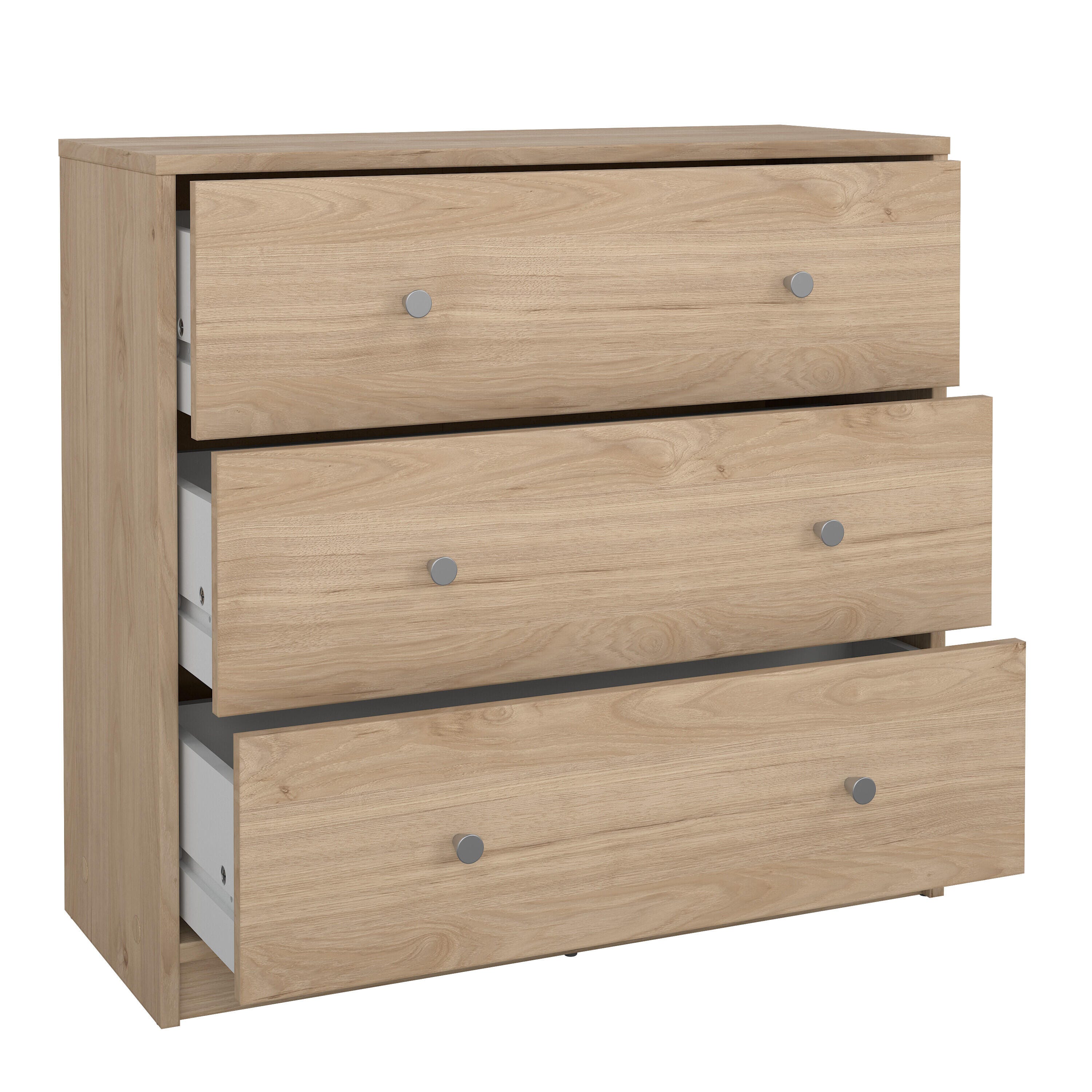 Tvilum Portland 3 Drawer Chest of Drawers, Jackson Hickory, large