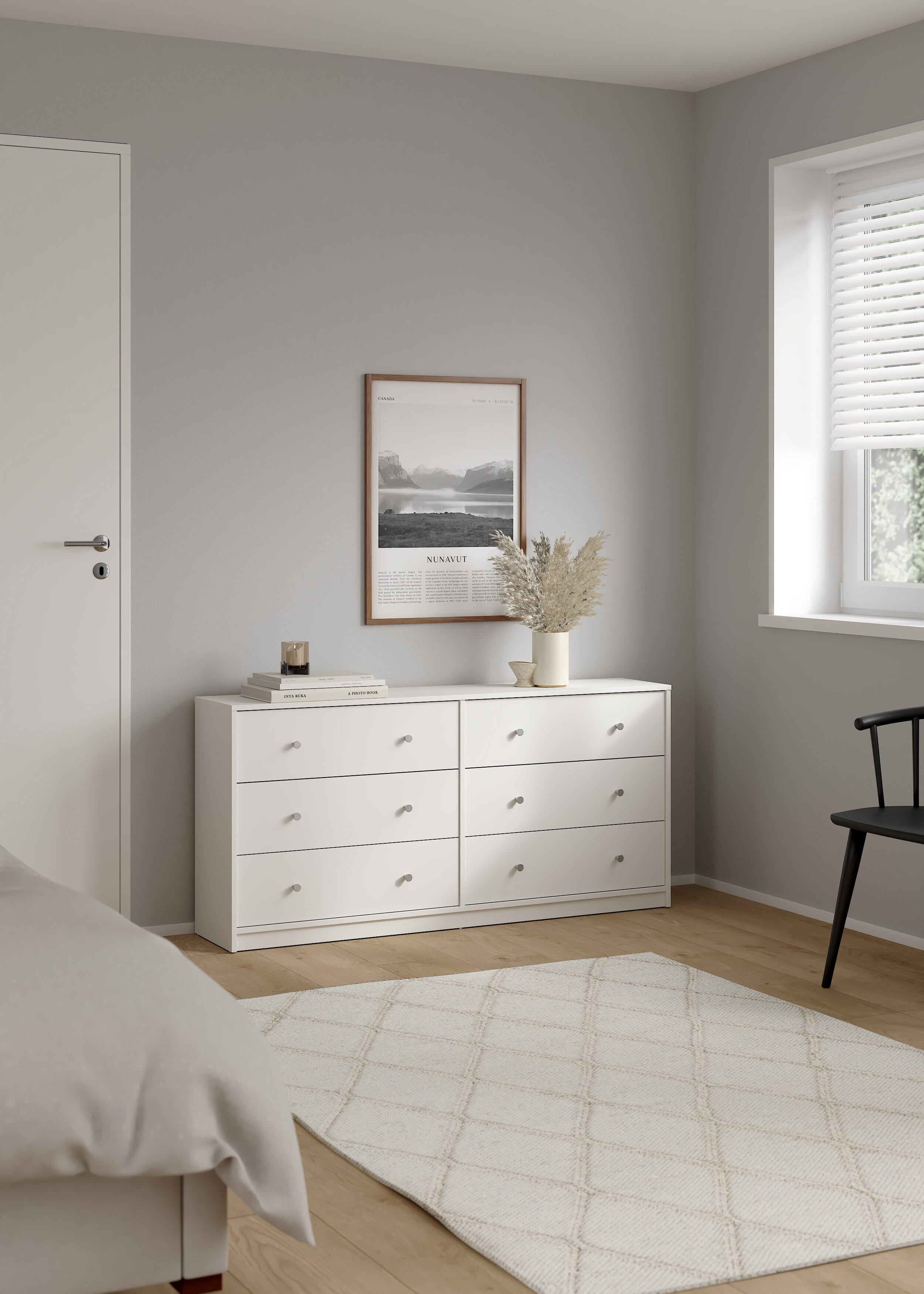Tvilum Portland 56" 6 Drawer Double Dresser, White, rollover