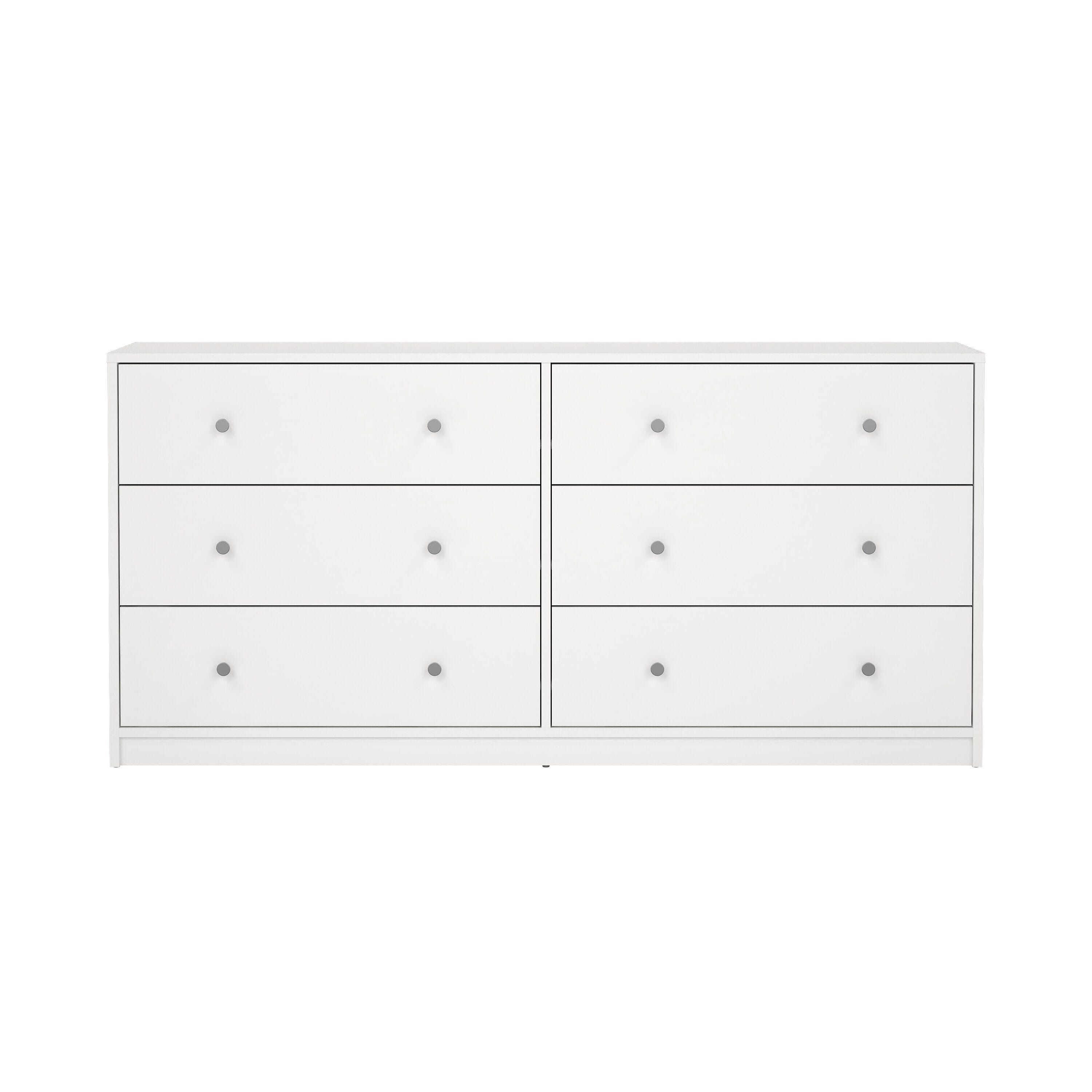 Tvilum Portland 56" 6 Drawer Double Dresser, White, large