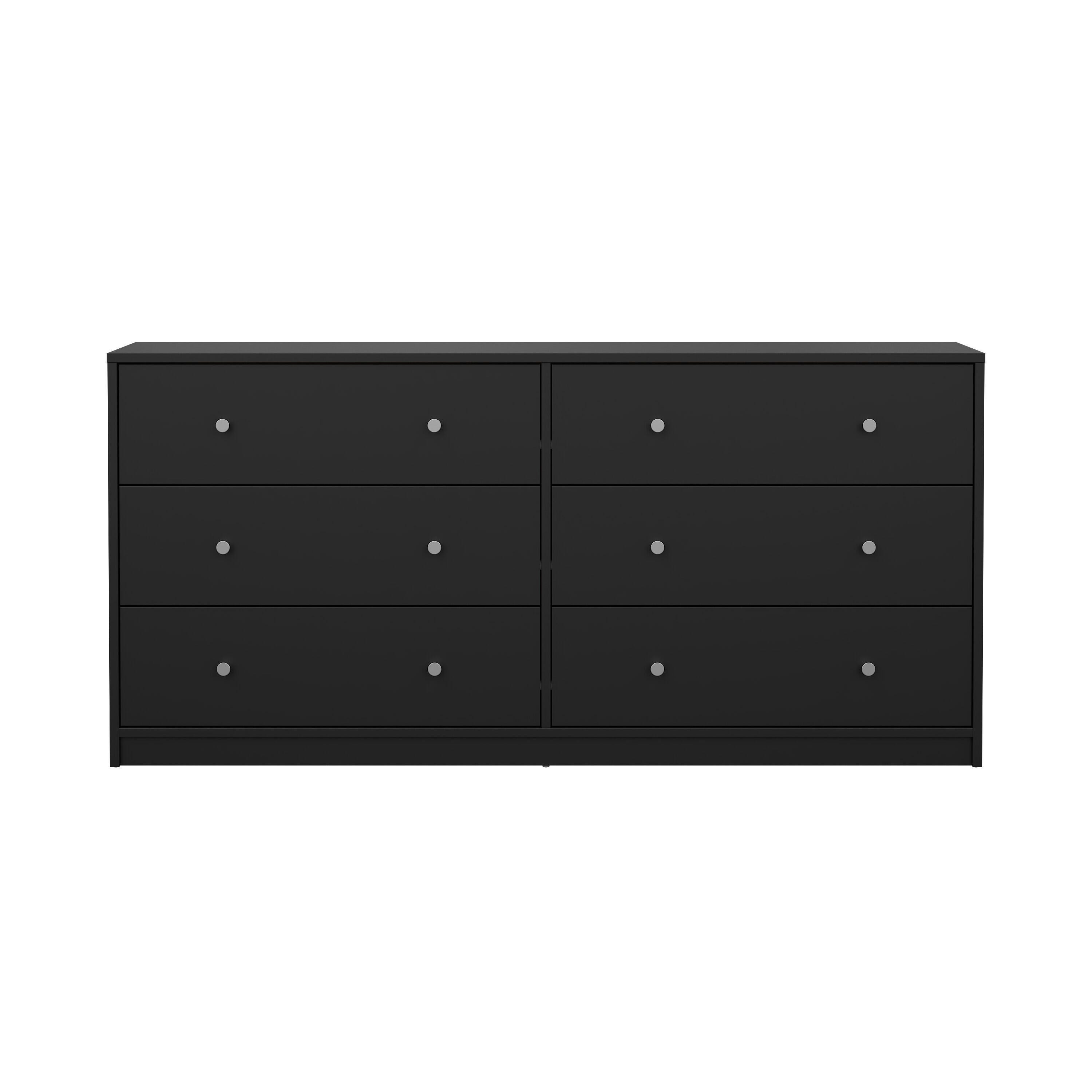 Tvilum Portland 56" 6 Drawer Double Dresser, Black, large