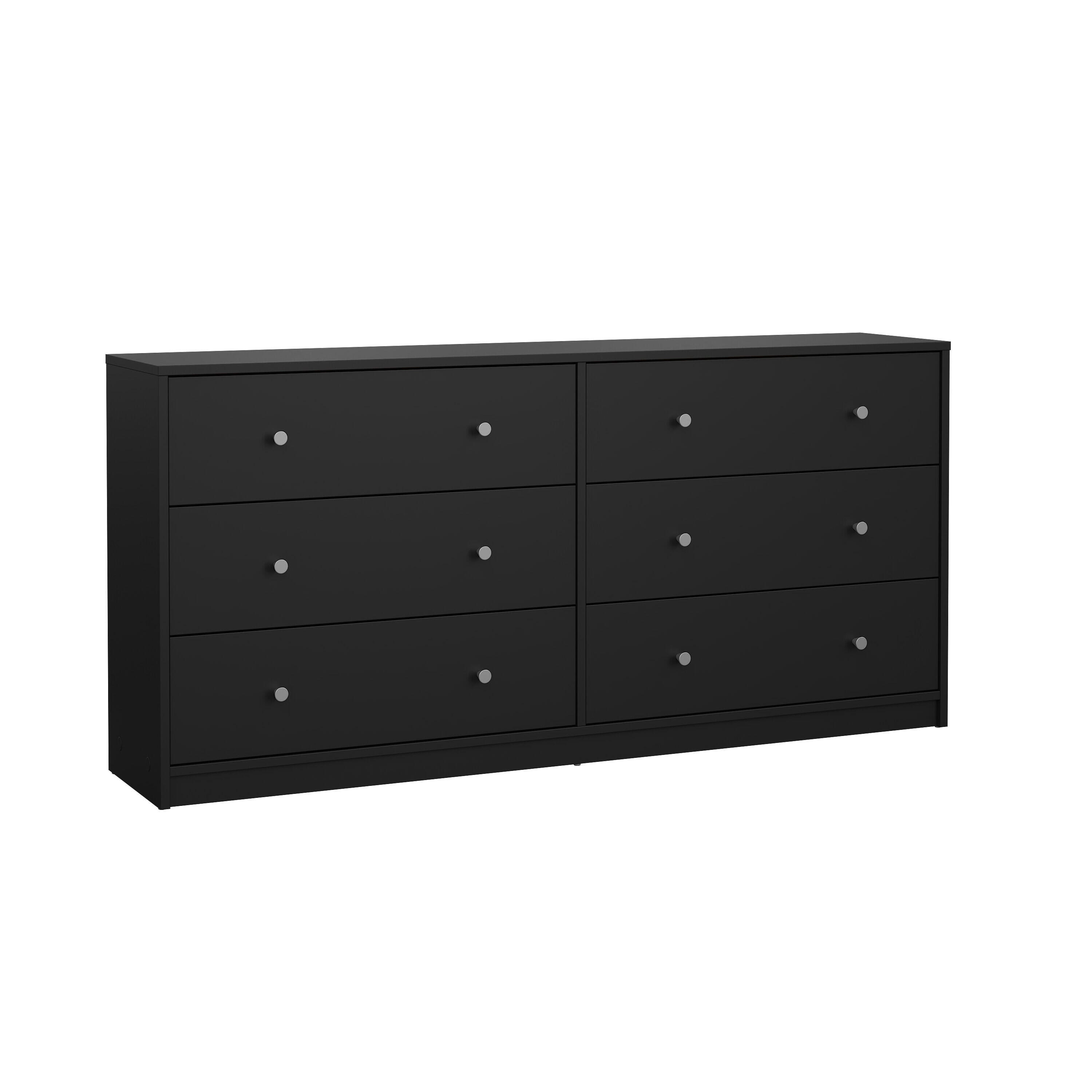 Tvilum Portland 56" 6 Drawer Double Dresser, Black, large