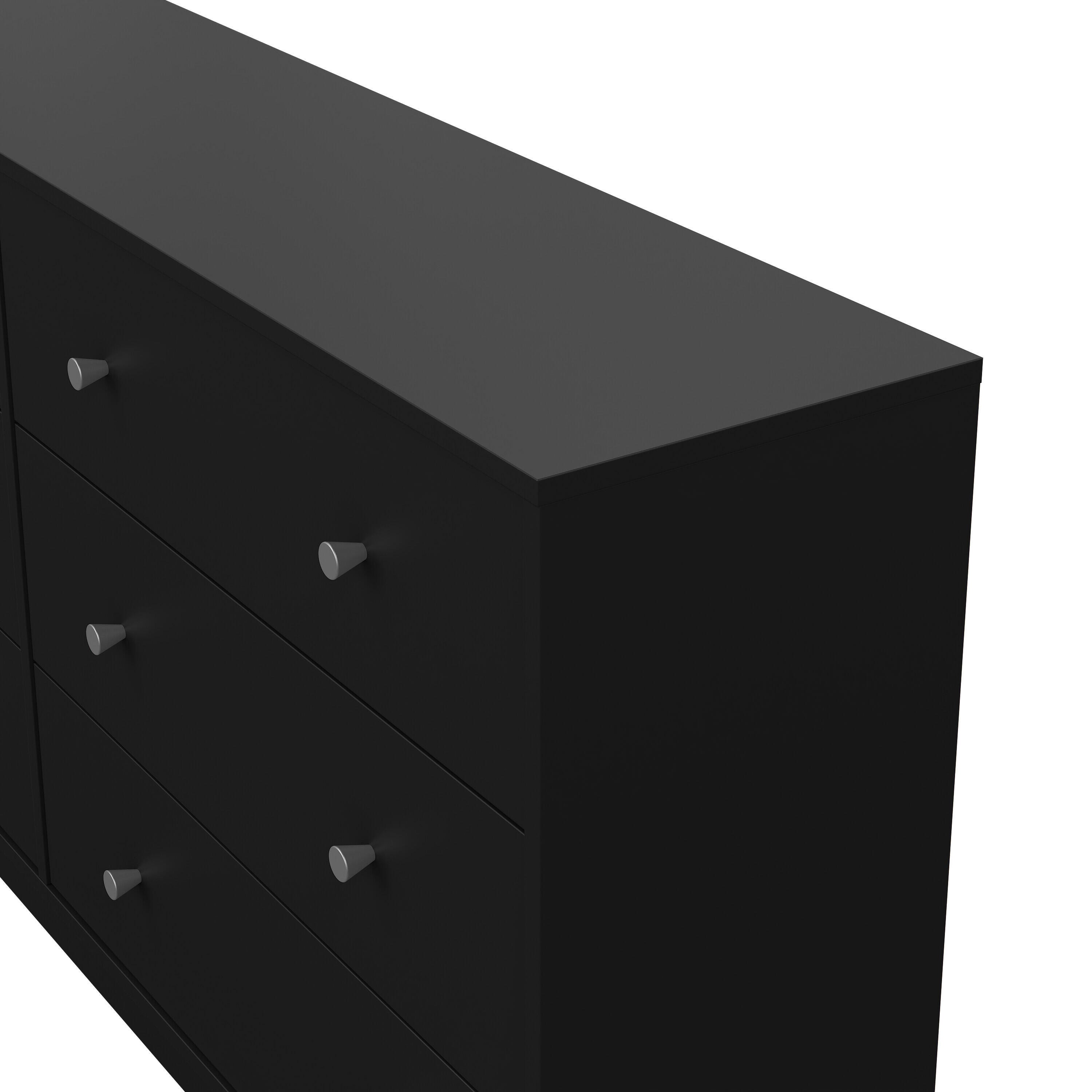 Tvilum Portland 56" 6 Drawer Double Dresser, Black, large