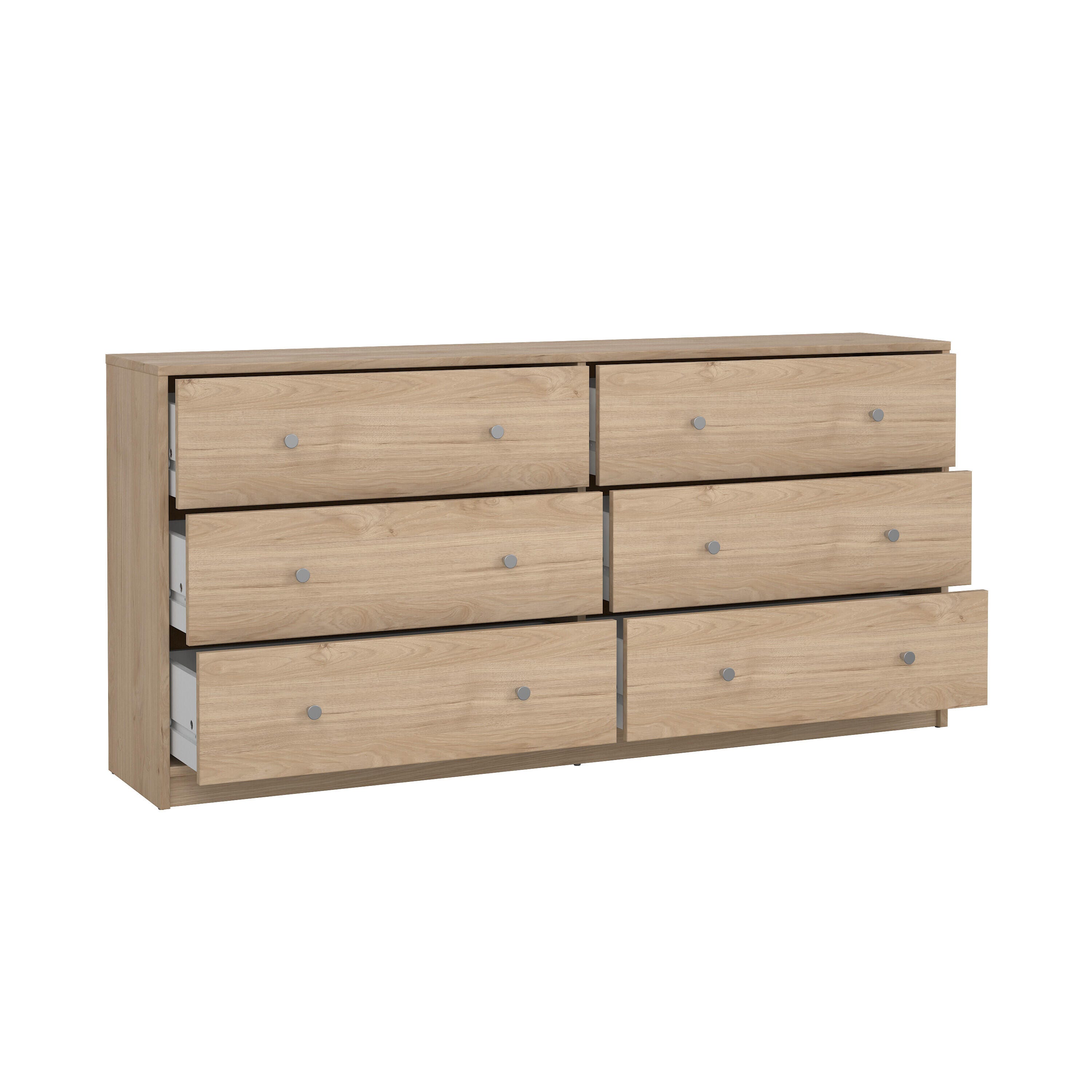 Tvilum Portland 56" 6 Drawer Double Dresser, Jackson Hickory, large