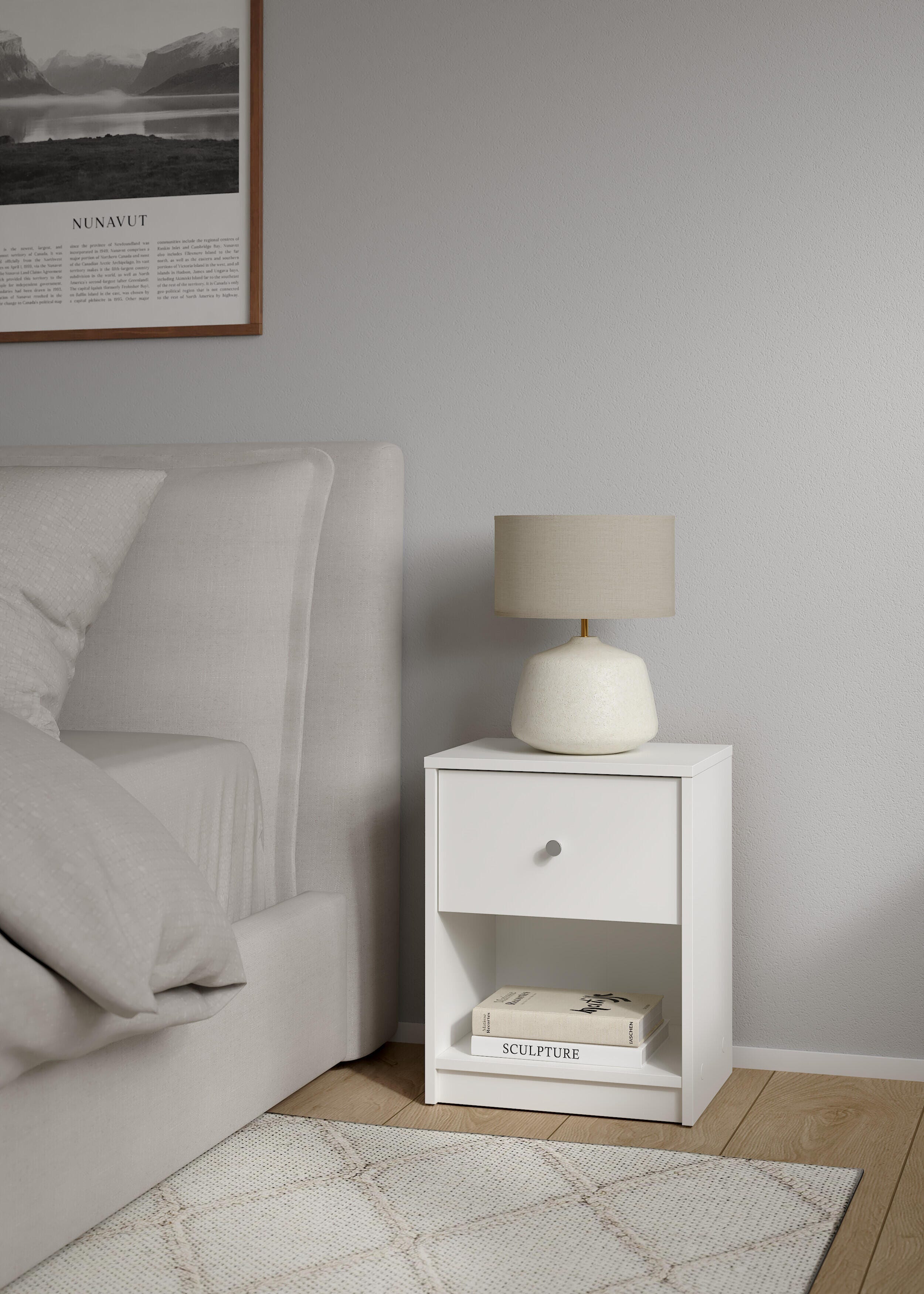 Tvilum Portland 15" 1 Drawer Nightstand, White, rollover