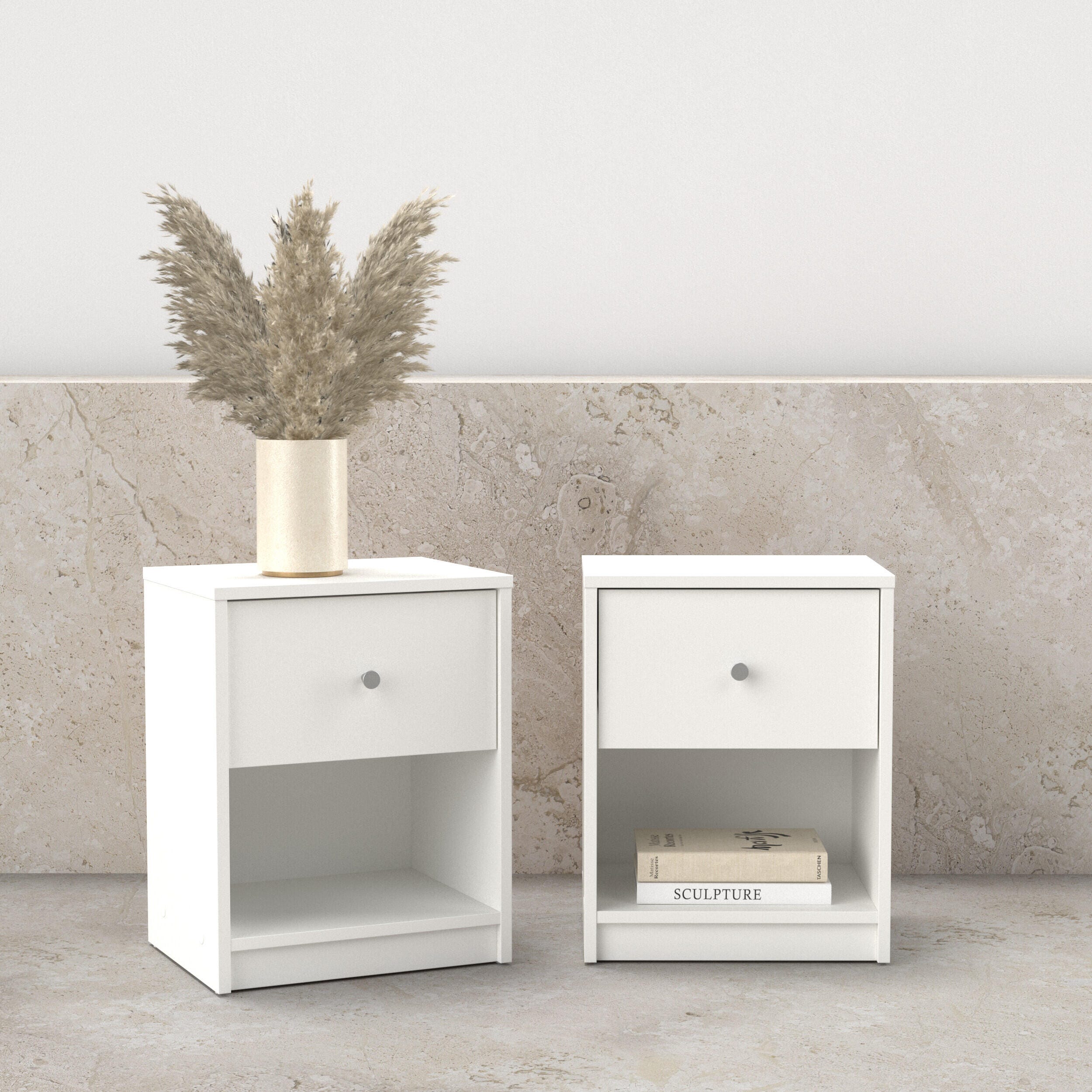 Tvilum Portland 15" 1 Drawer Nightstand, White, large