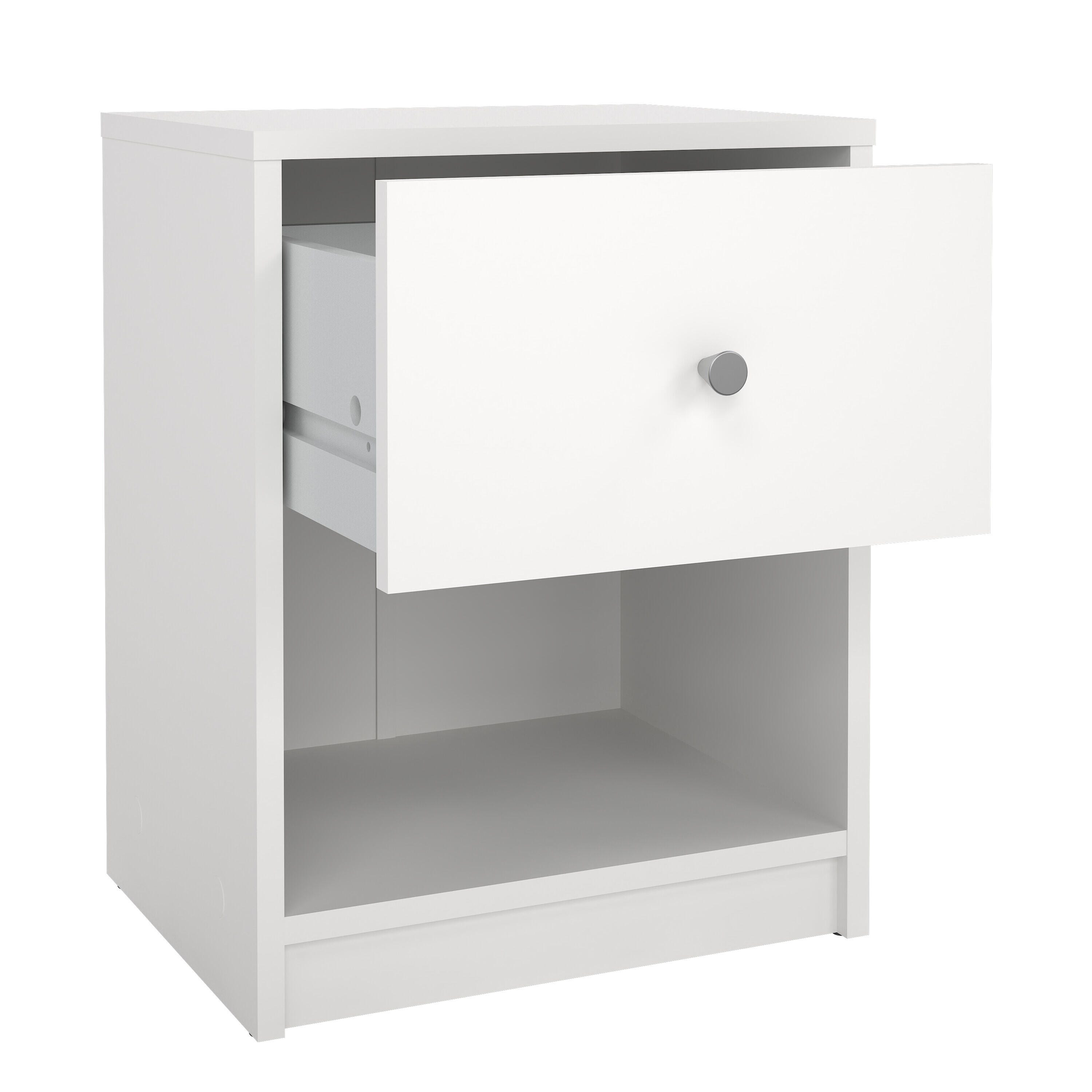 Tvilum Portland 15" 1 Drawer Nightstand, White, large
