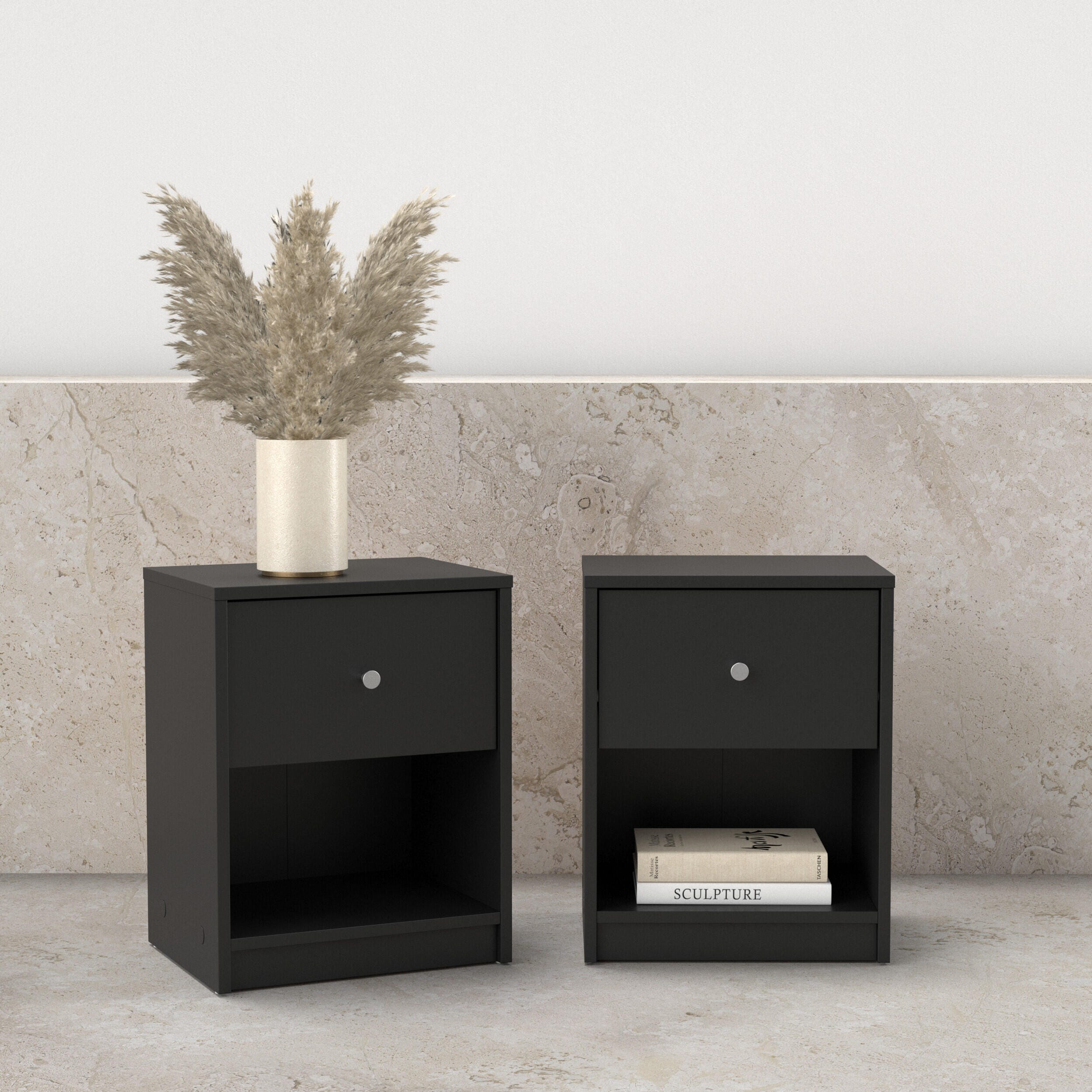 Tvilum Portland 15" 1 Drawer Nightstand, Black, large