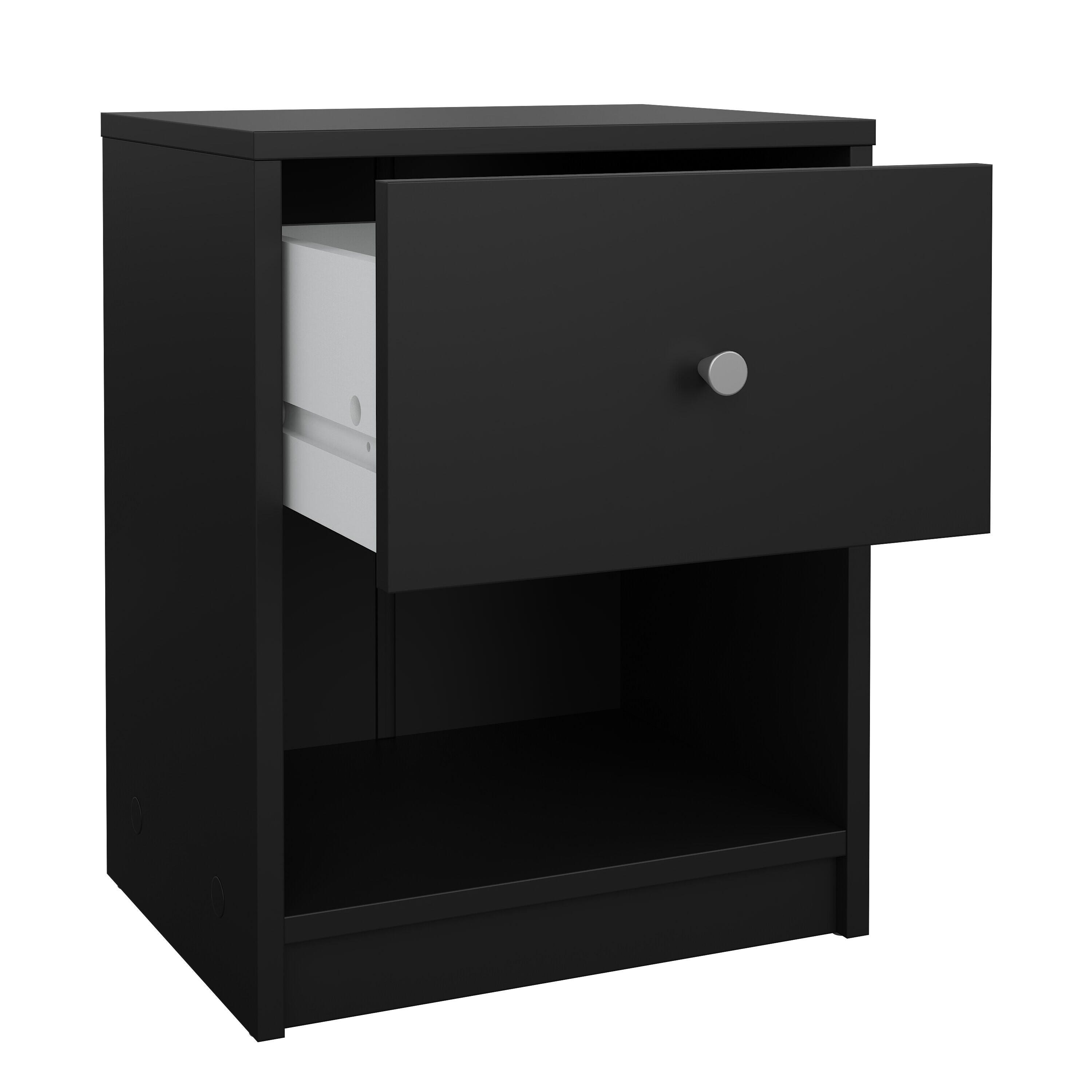 Tvilum Portland 15" 1 Drawer Nightstand, Black, large