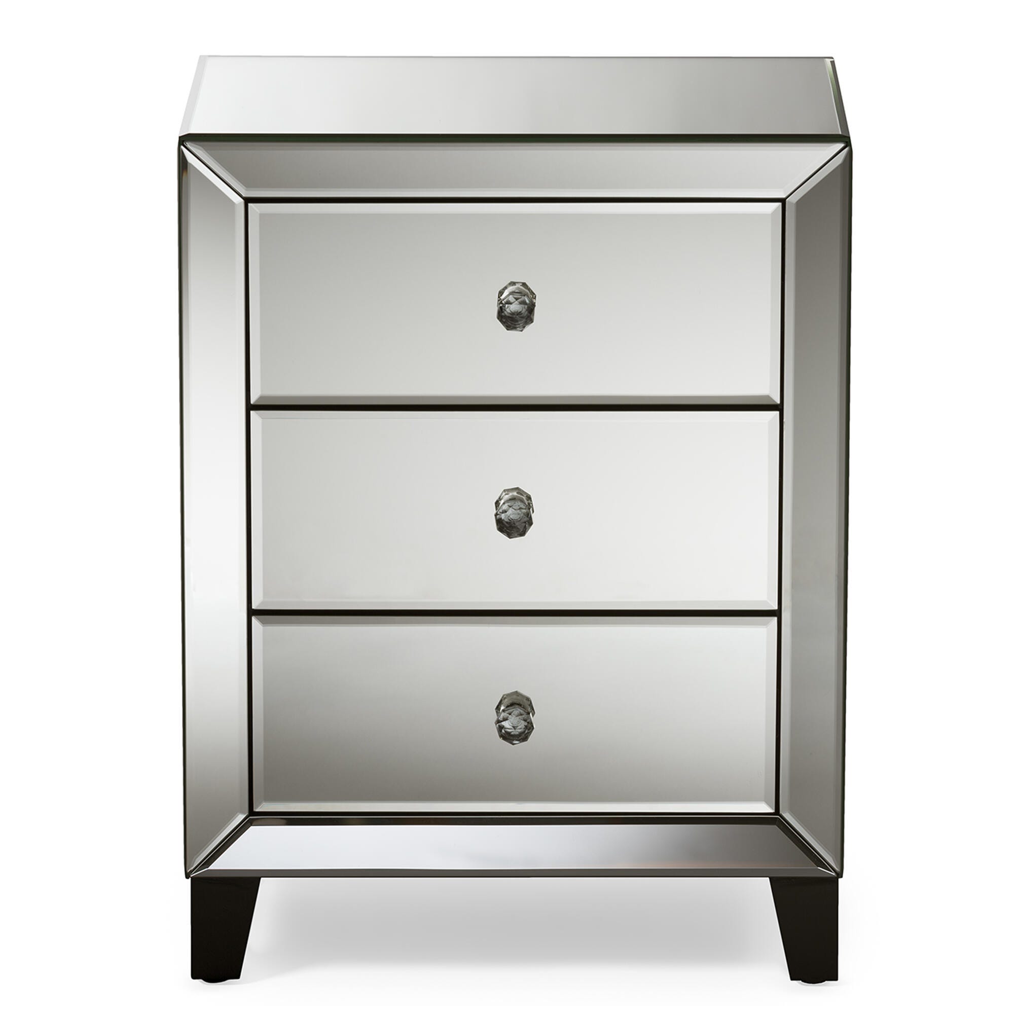 Chevron Modern Mirrored 3 Drawer Nightstand | Ashley
