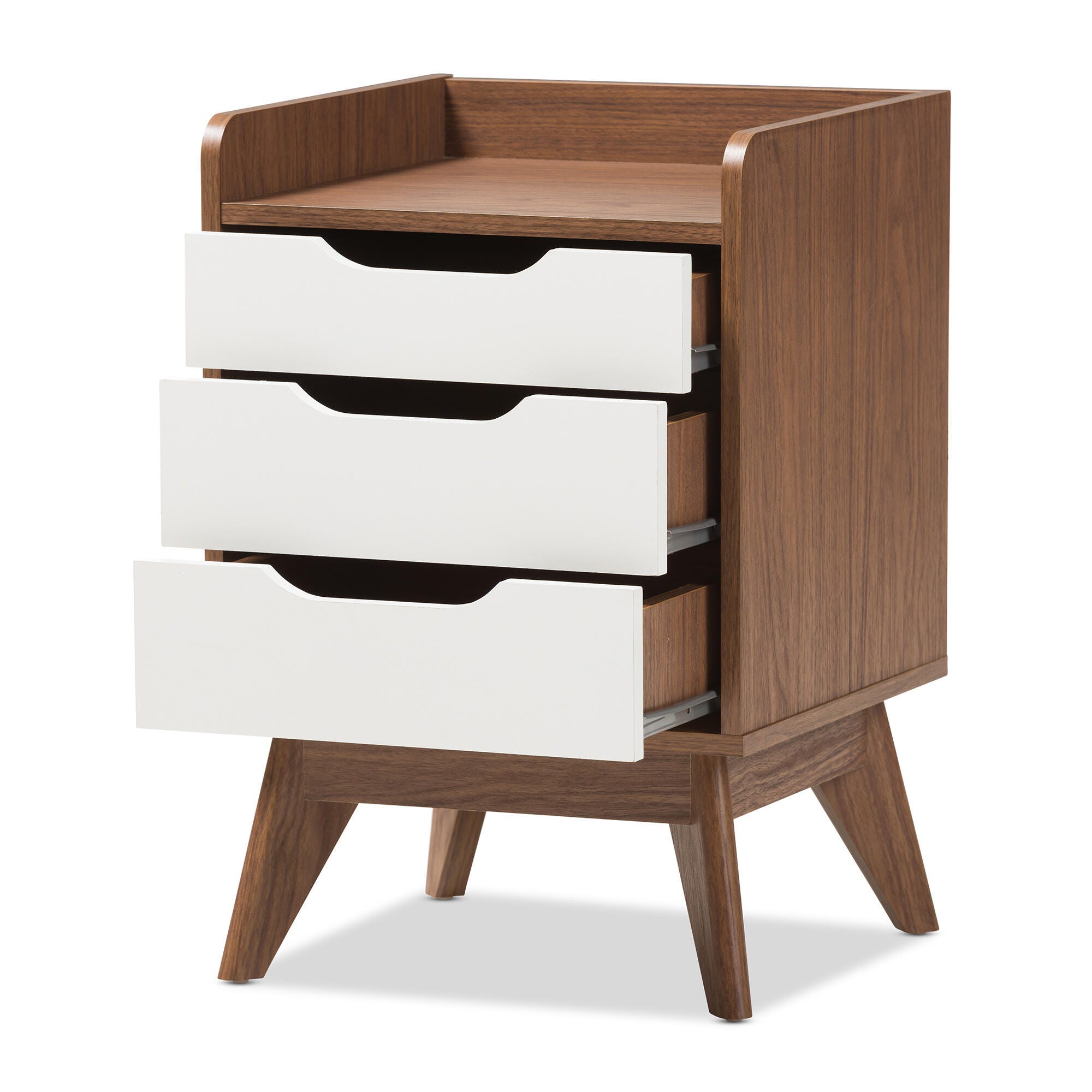 Brighton Midcentury Modern 3 Drawer Nightstand, , large