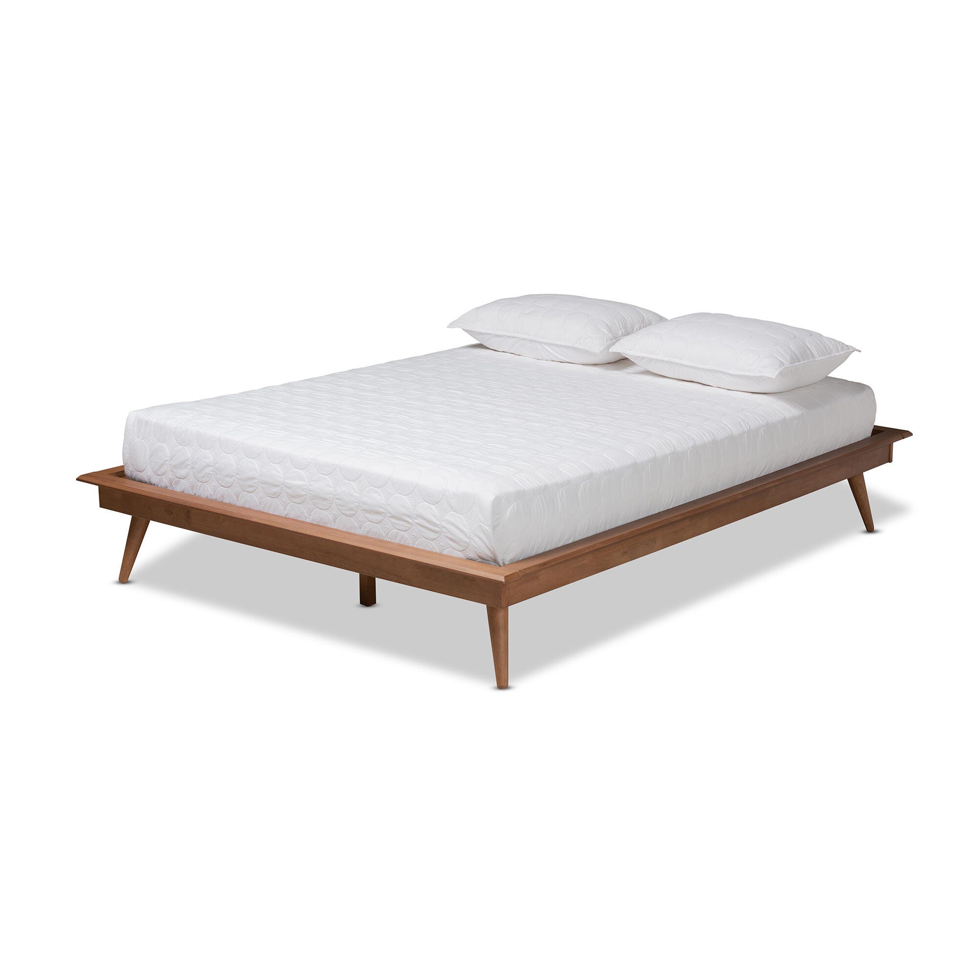 Karine Queen Midcentury Modern Platform Bed, Ash Walnut, large