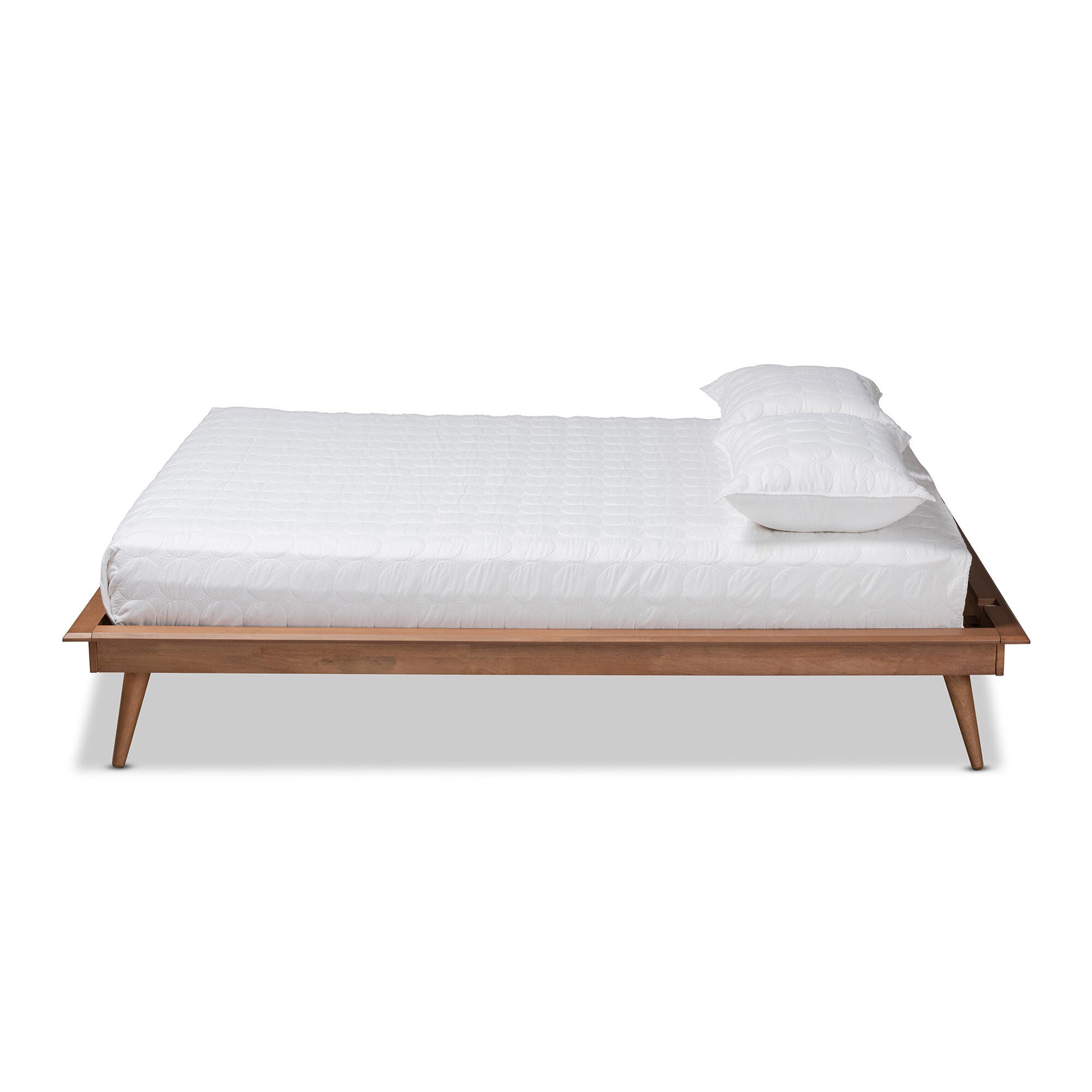 Karine King Midcentury Modern Platform Bed, Ash Walnut, large