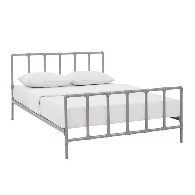Dower Queen Metal Platform Bed, Gray