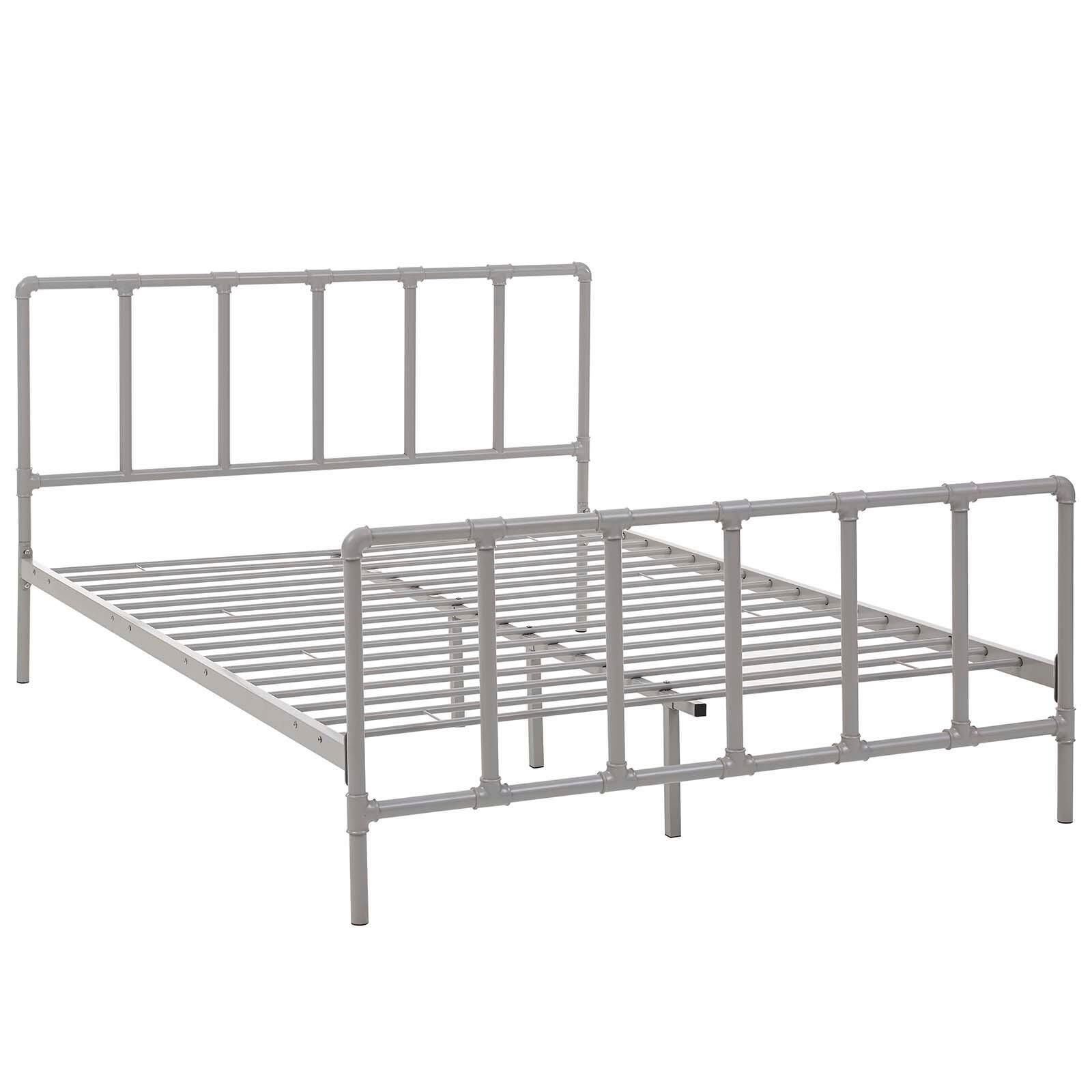 Dower Queen Metal Platform Bed, Gray, large