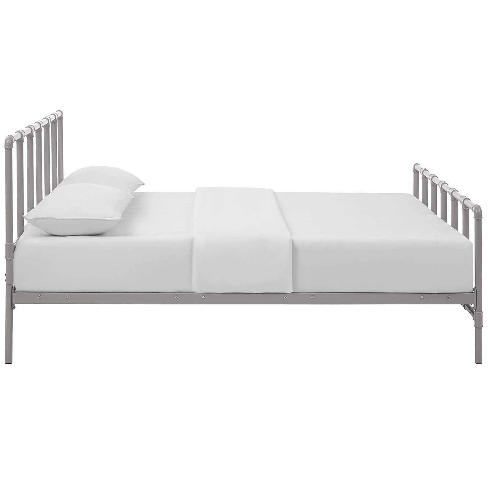 Dower Queen Metal Platform Bed, Gray, large