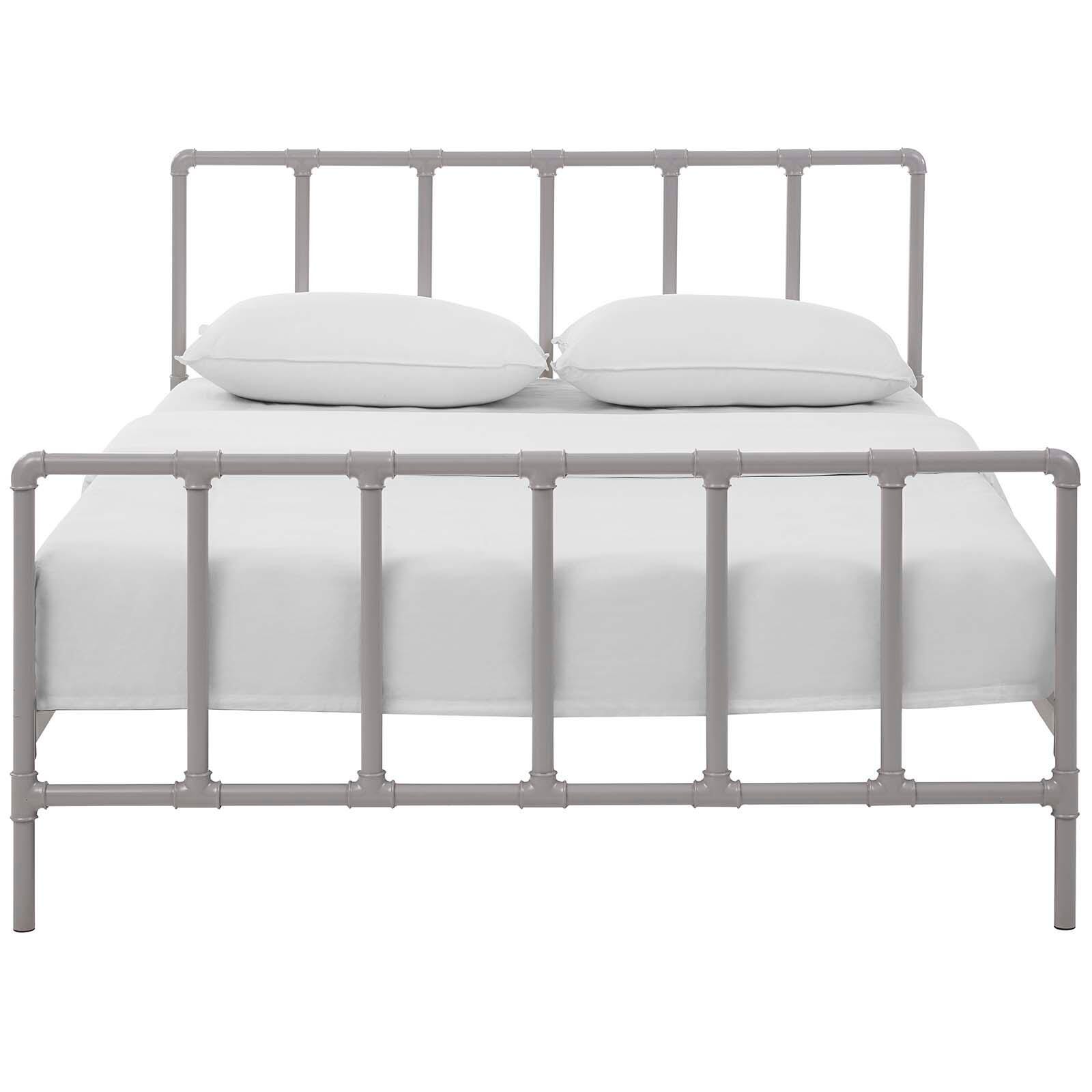 Dower Queen Metal Platform Bed, Gray, large