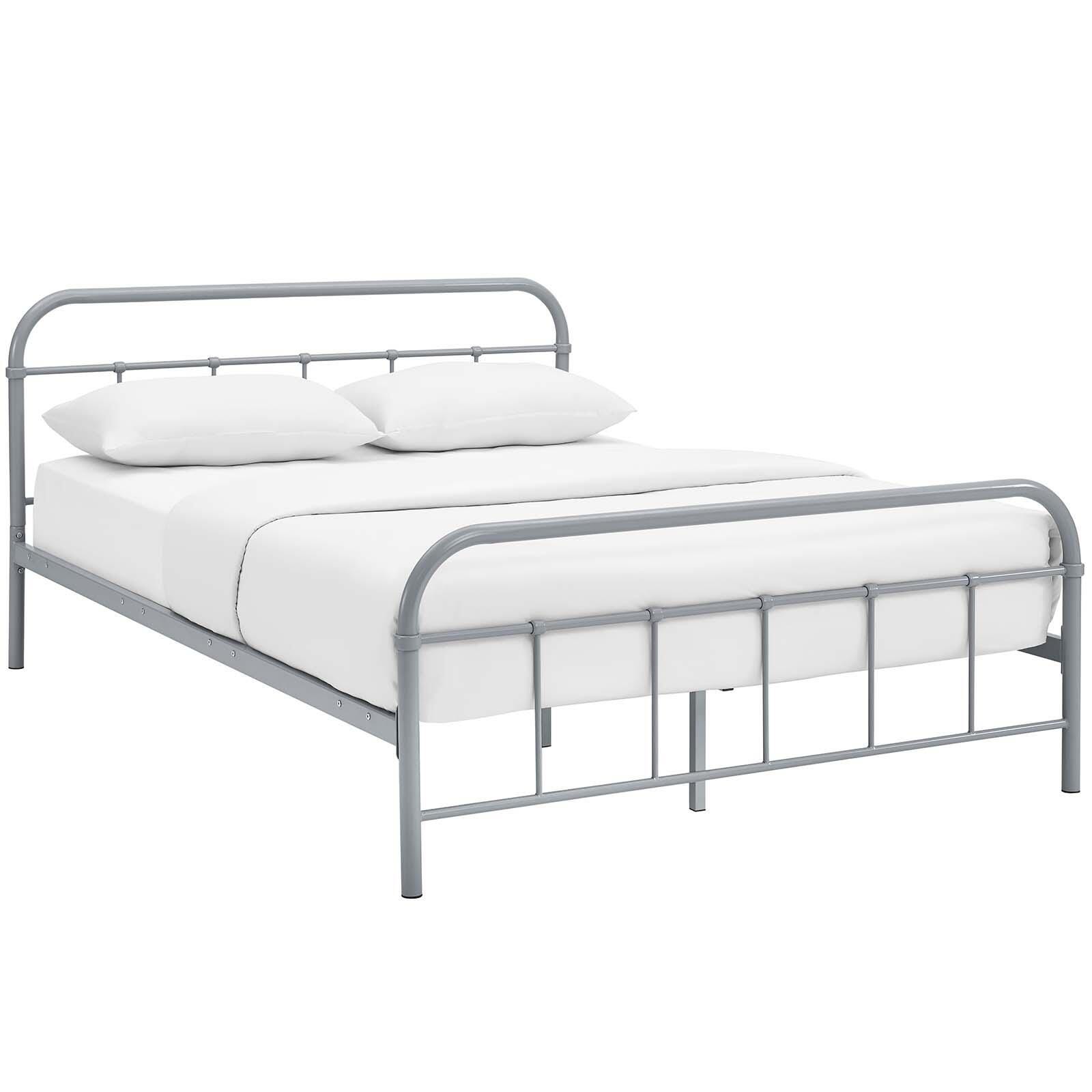 Maisie Queen Metal Platform Bed, Gray, large