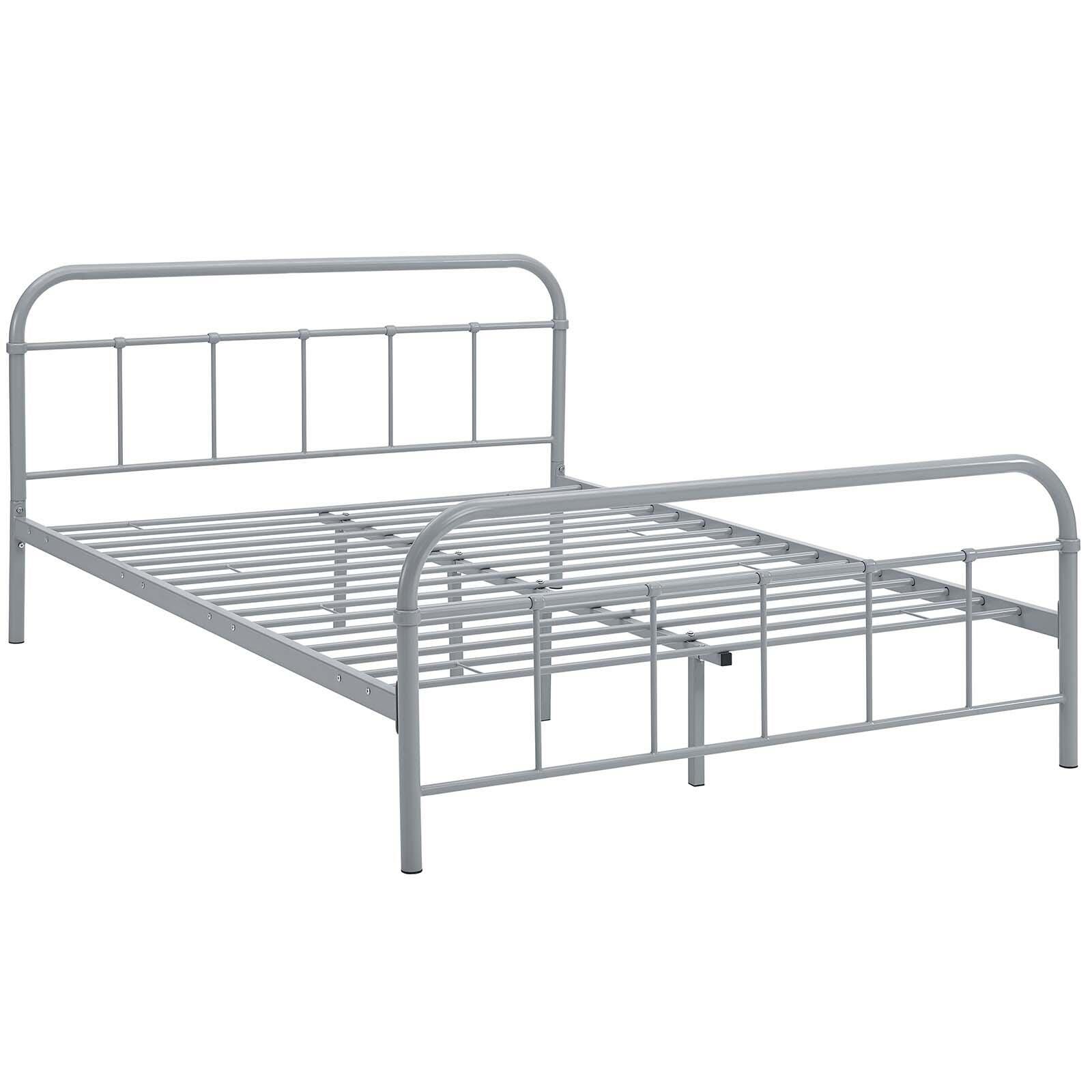 Maisie Queen Metal Platform Bed, Gray, large