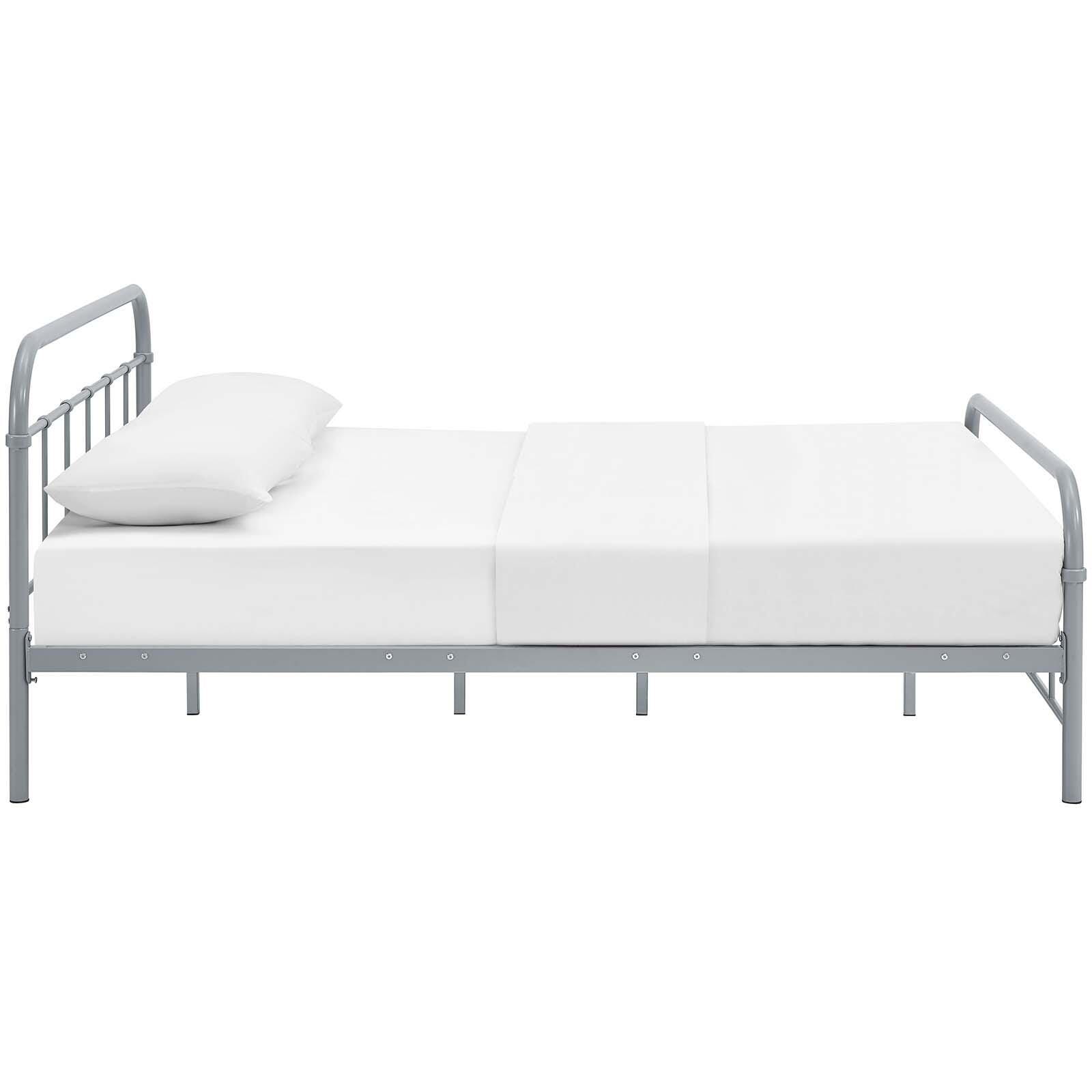 Maisie Queen Metal Platform Bed, Gray, large