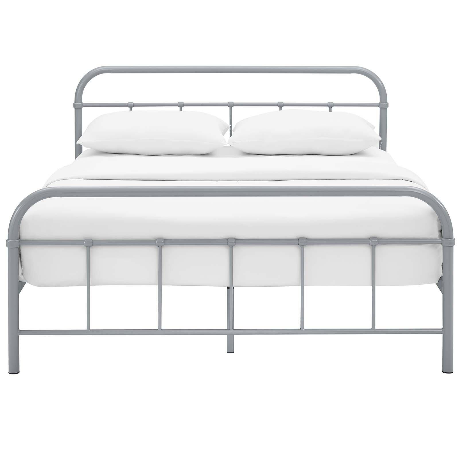 Maisie Queen Metal Platform Bed, Gray, large