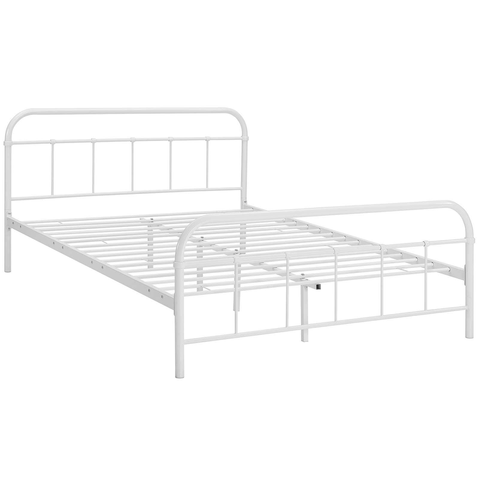 Maisie Queen Metal Platform Bed, White, large