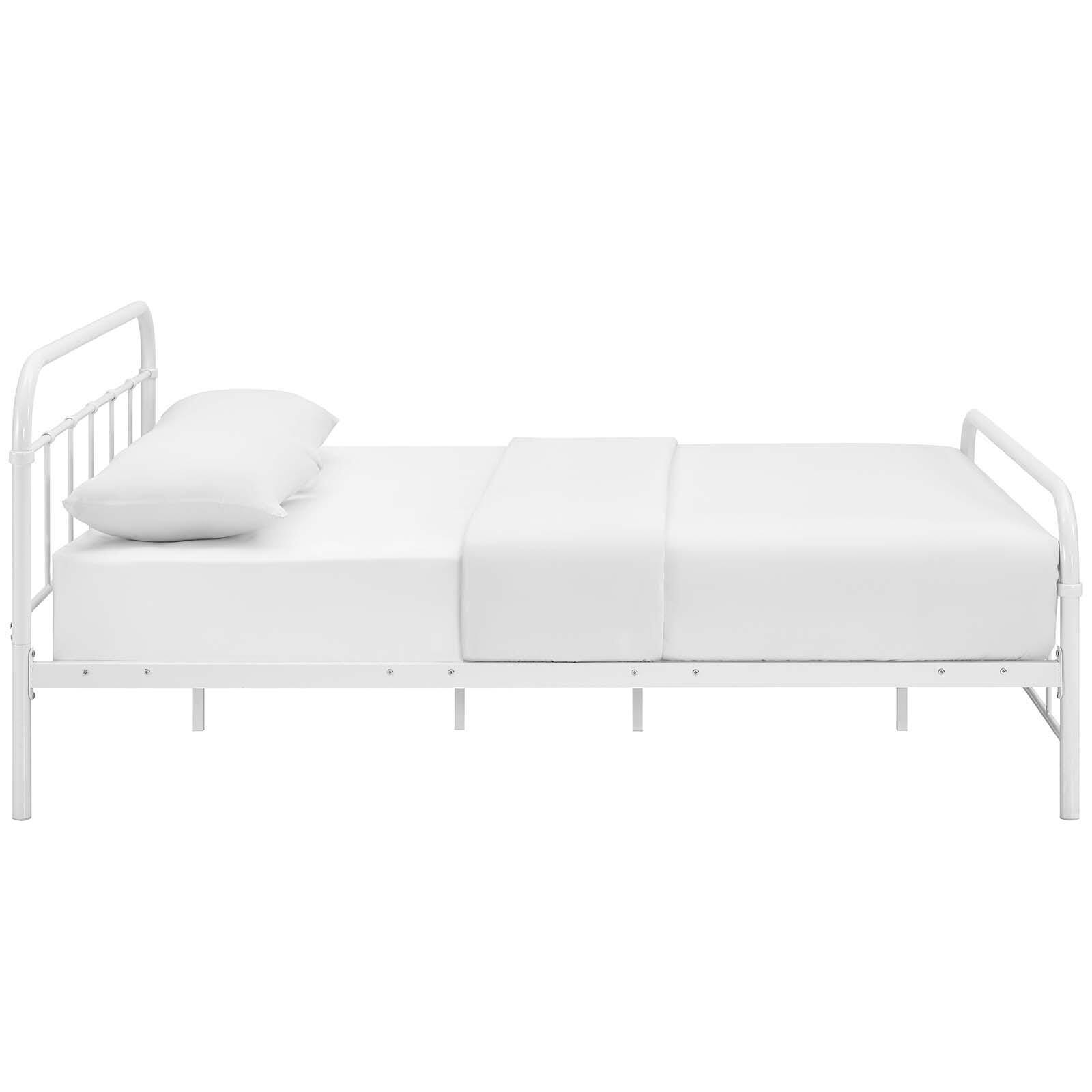Maisie Queen Metal Platform Bed, White, large