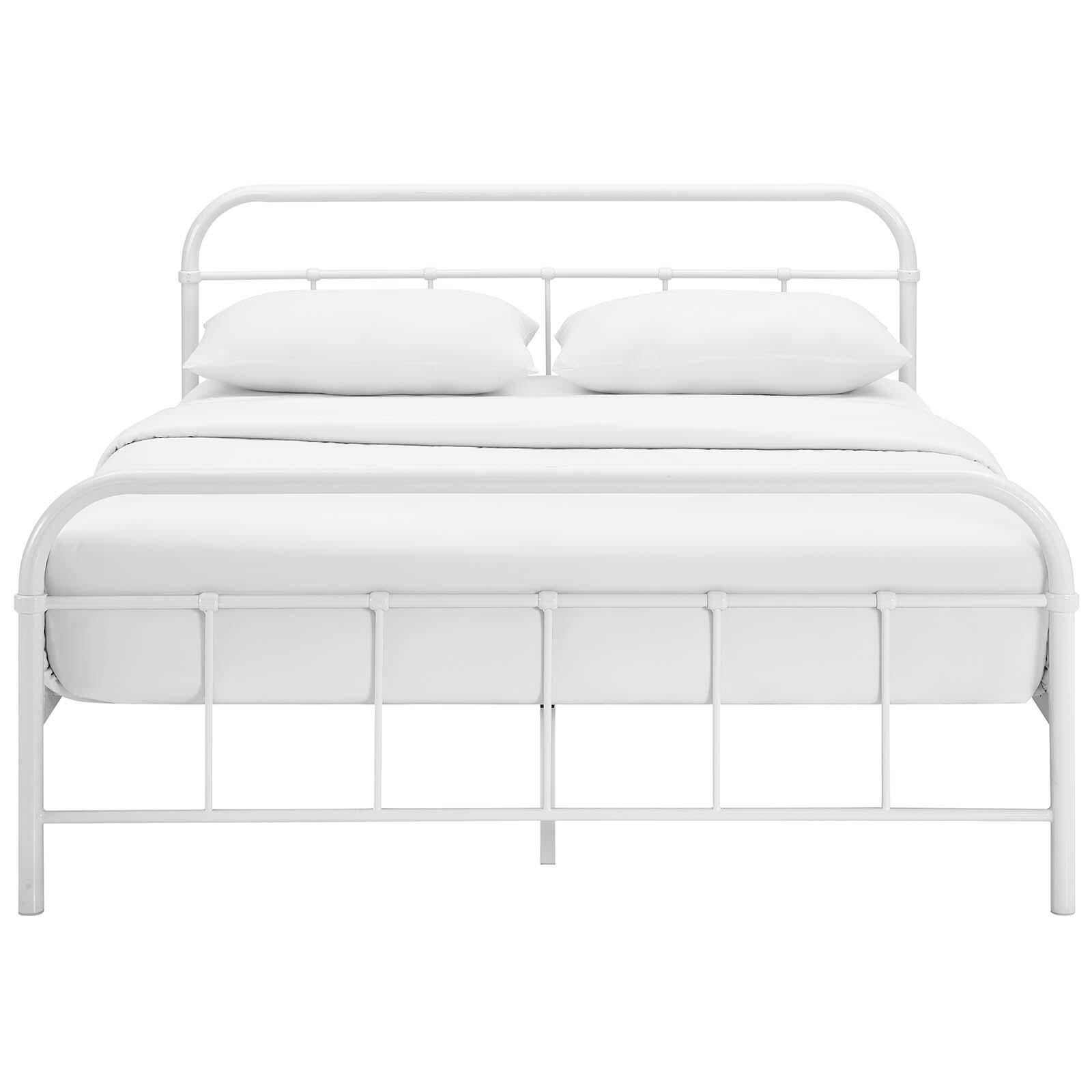 Maisie Queen Metal Platform Bed, White, large