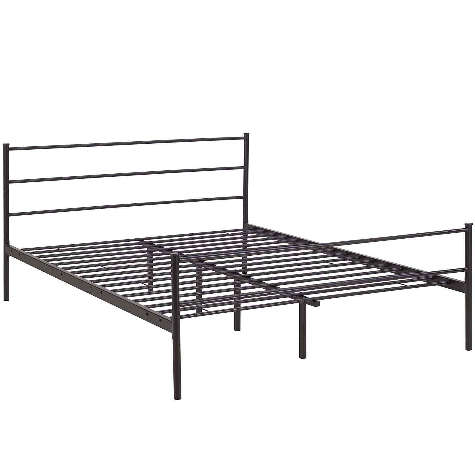 Alina Queen Platform Bed, Brown, large