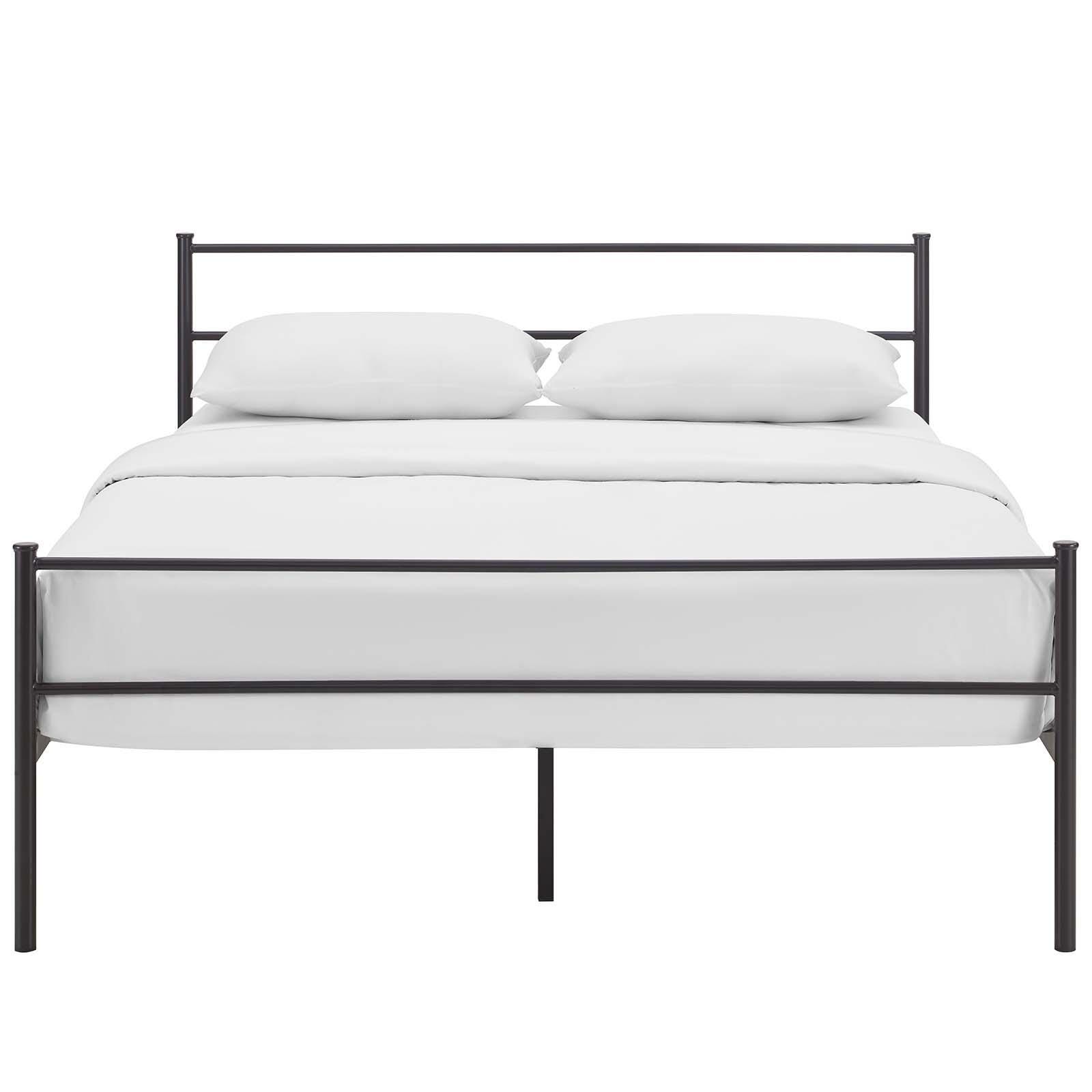Alina Queen Platform Bed, Brown, large