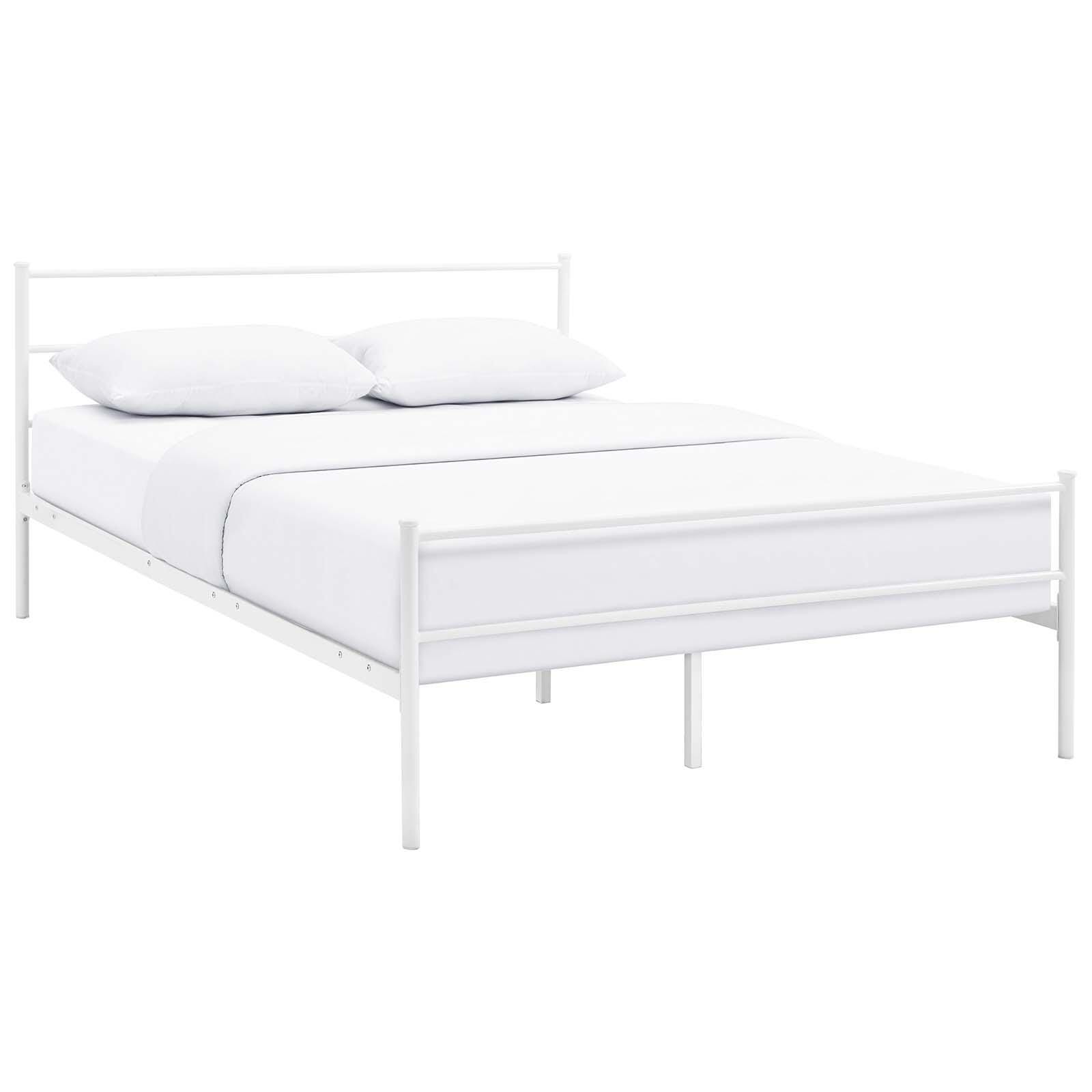 Alina Queen Platform Bed, White, large