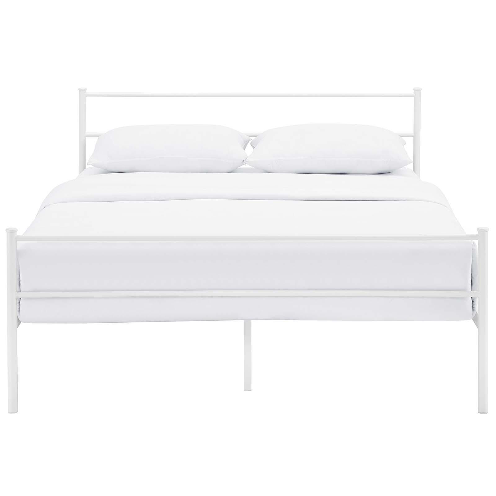 Alina Queen Platform Bed, White, large